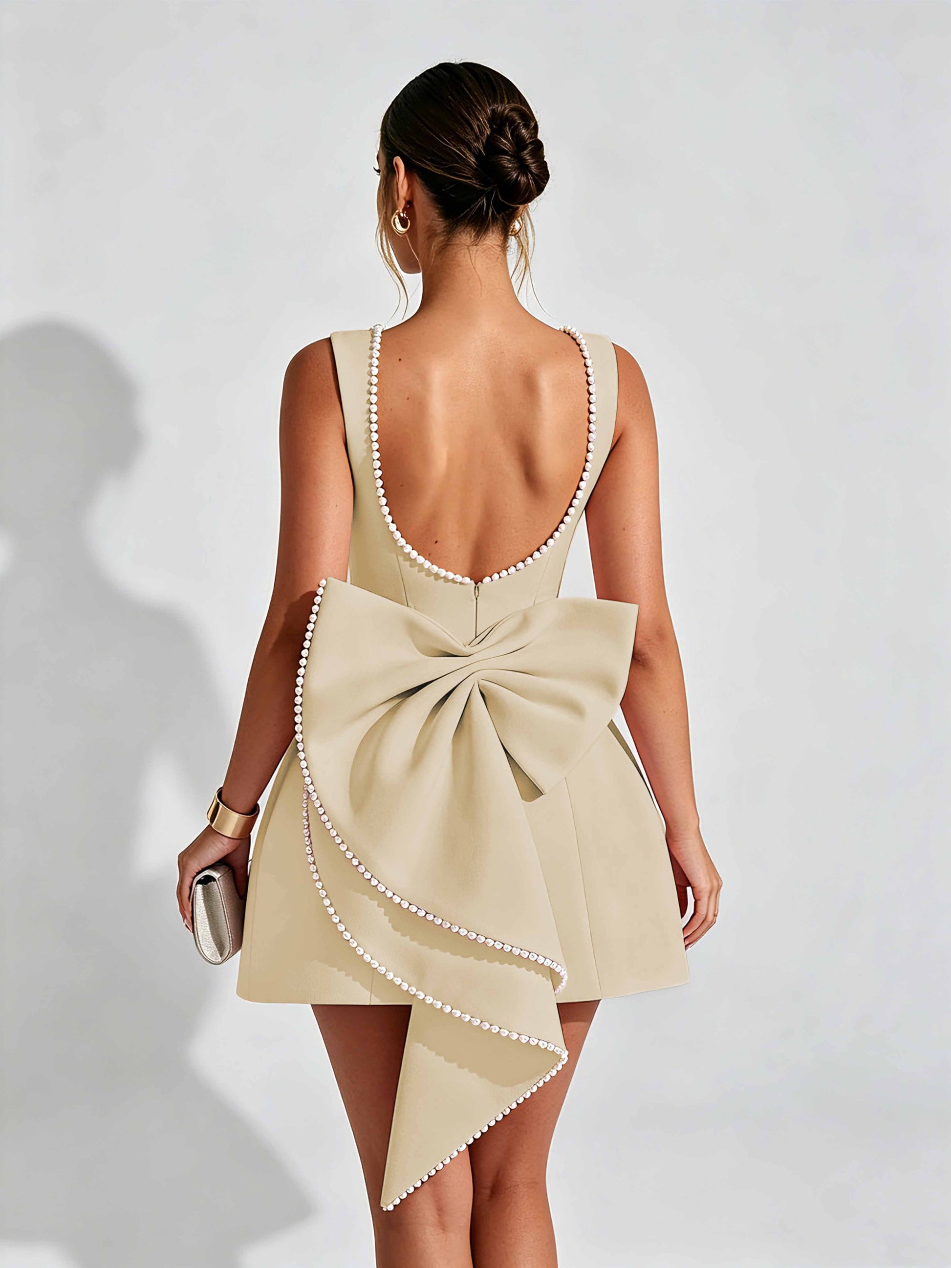 Satin Homecoming Dresses for Teens Short Prom Dress with Bow on Back