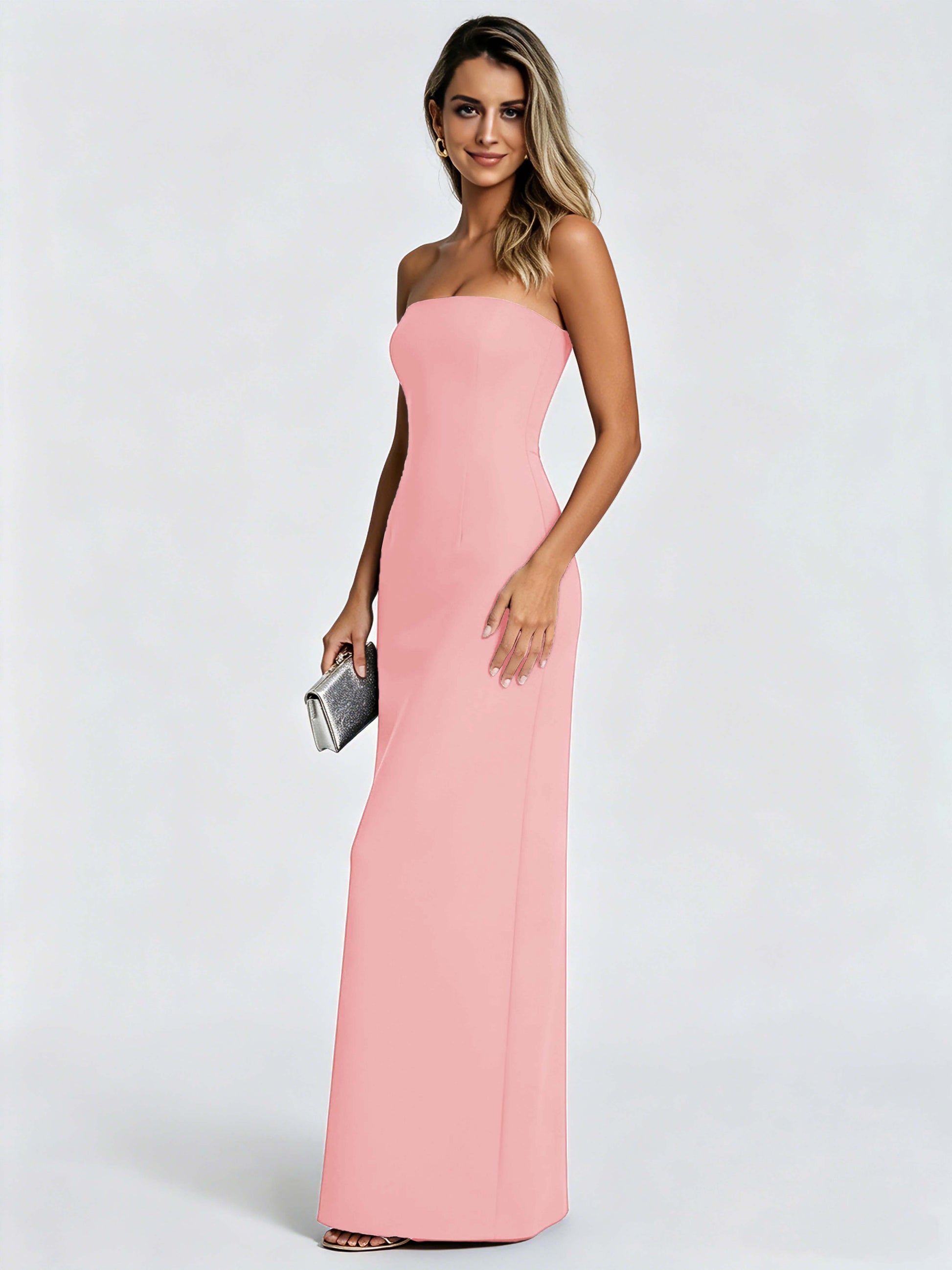 Satin Prom Dresses for Teens Strapless Formal Evening Gown