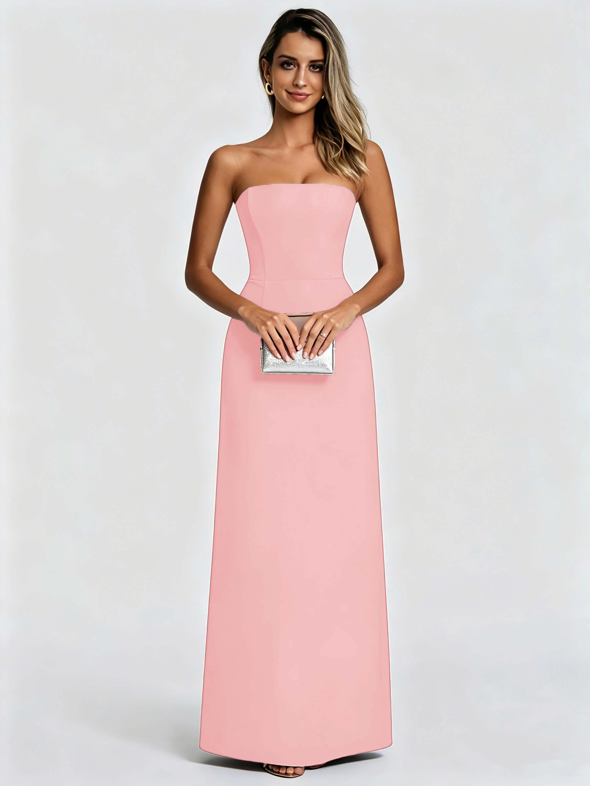 Satin Prom Dresses for Teens Strapless Formal Evening Gown