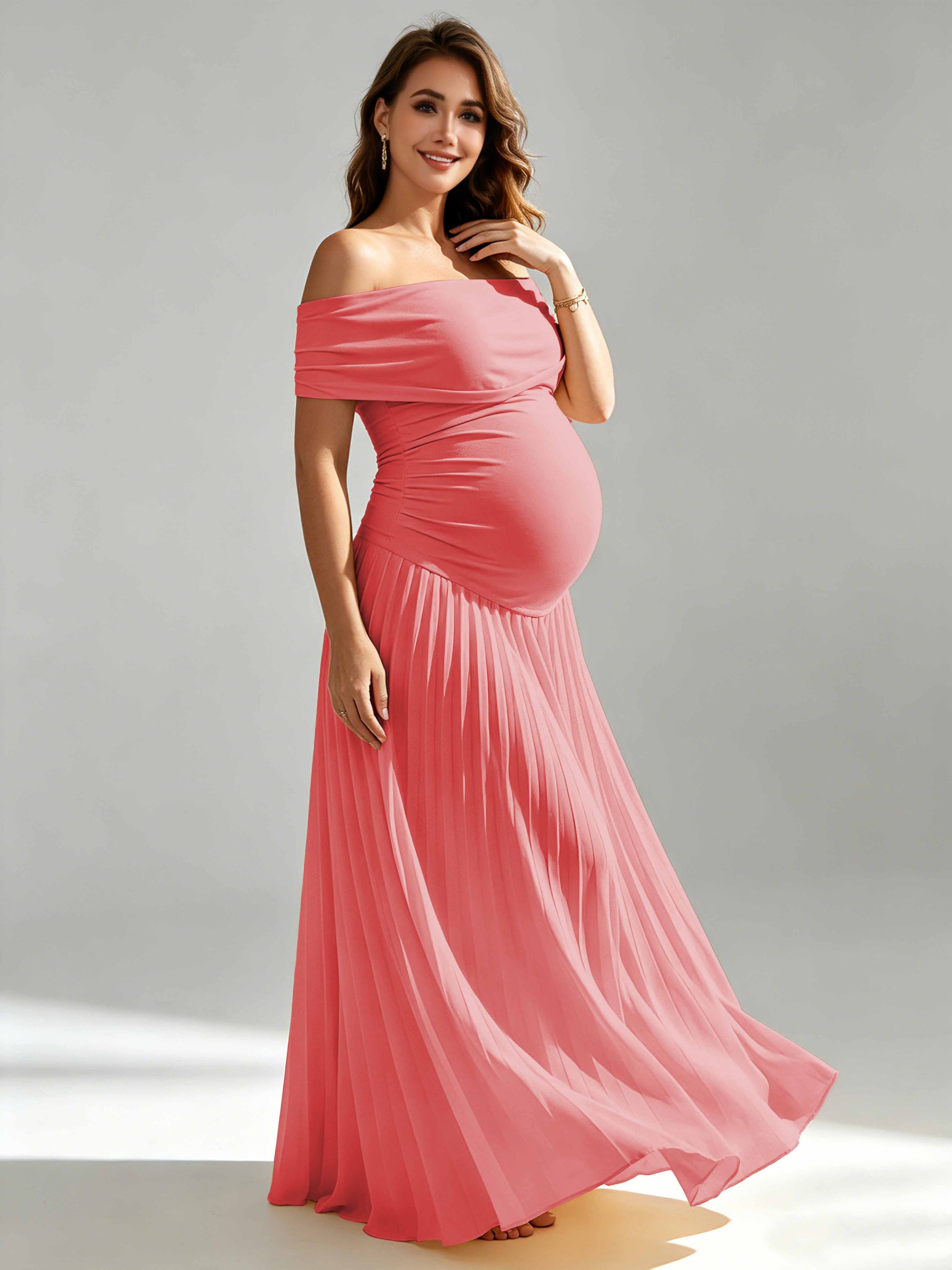 Off The Shoulder Spandex Maternity Dresses for Photoshoot