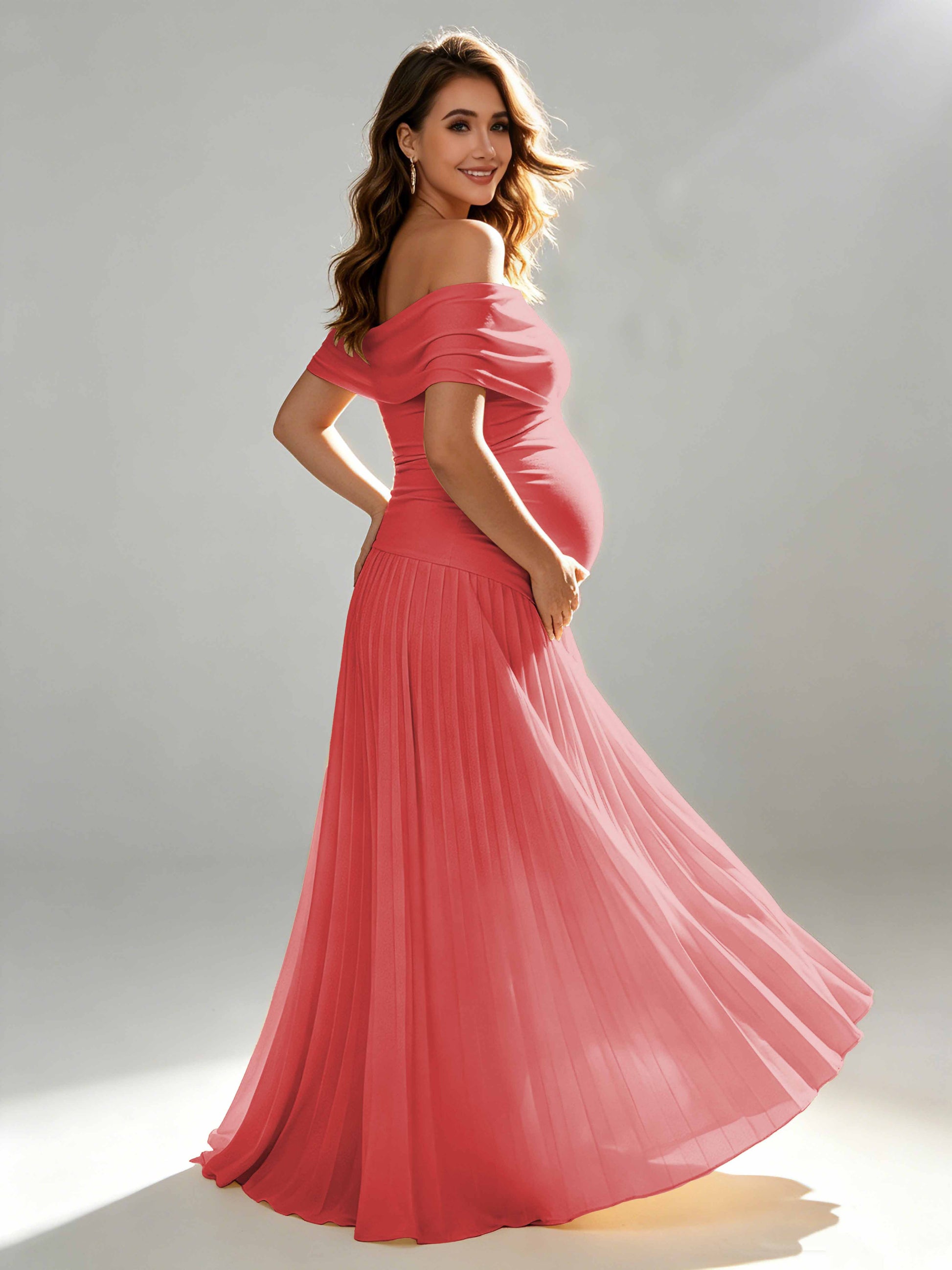 Off The Shoulder Spandex Maternity Dresses for Photoshoot