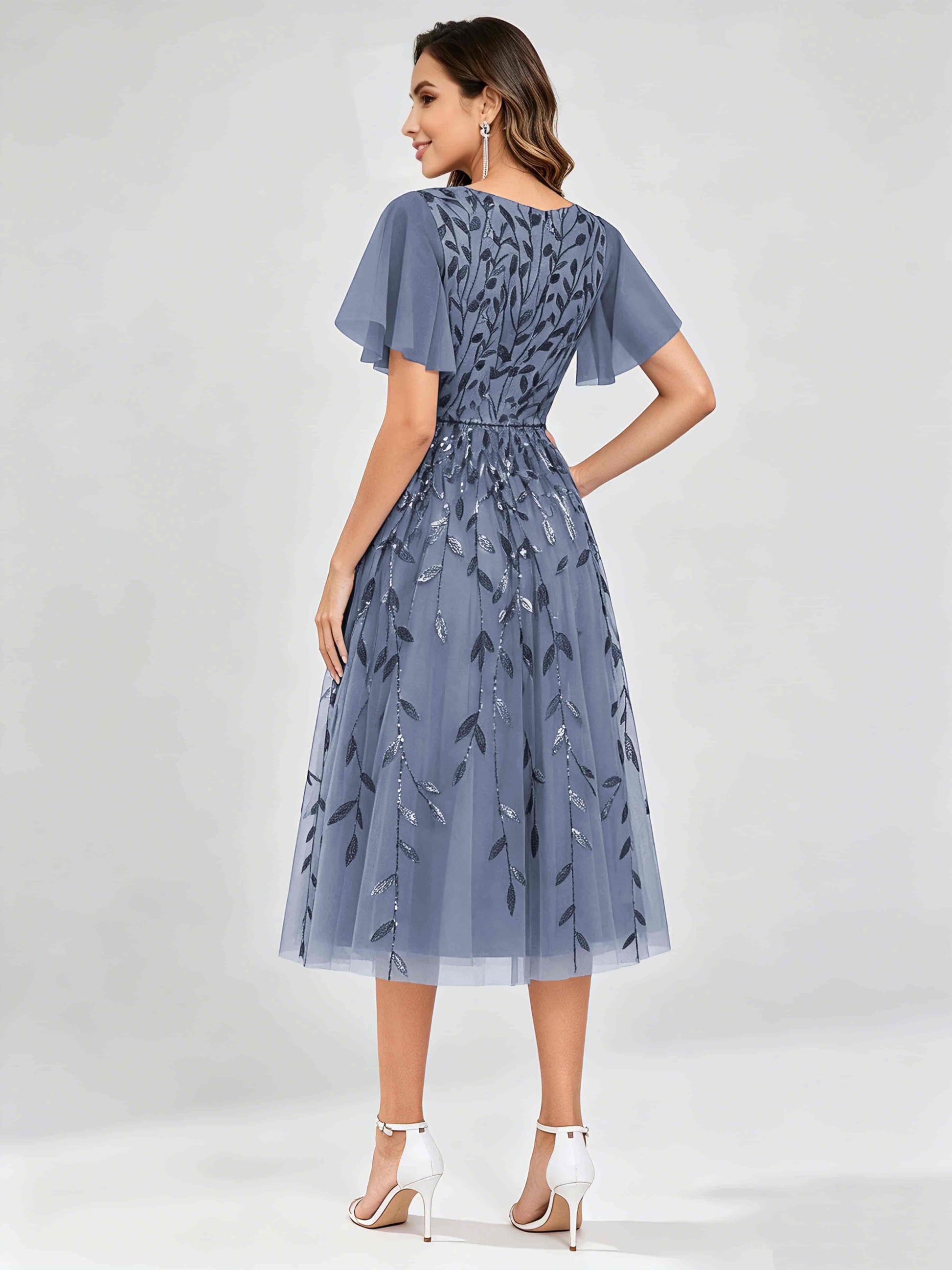 Modern A-Line Leaf Sequins Mother of the Bride & Groom Dresses