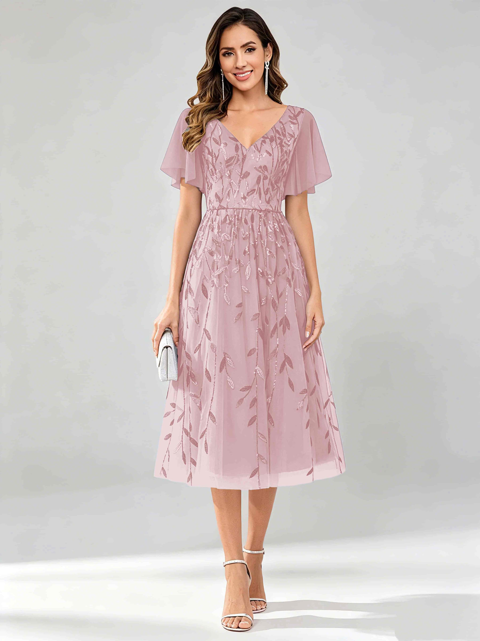 Modern A-Line Leaf Sequins Mother of the Bride & Groom Dresses