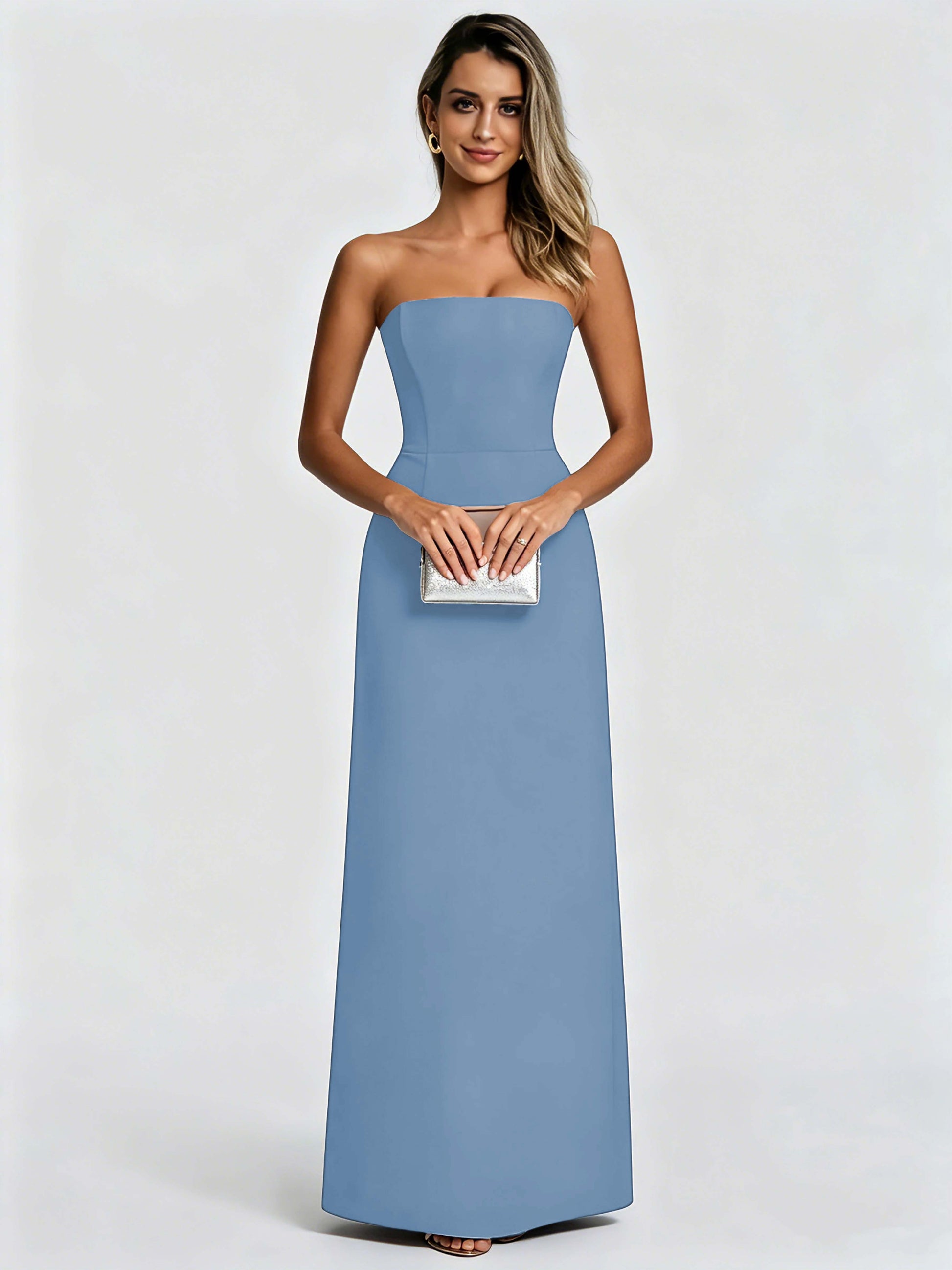 Satin Prom Dresses for Teens Strapless Formal Evening Gown
