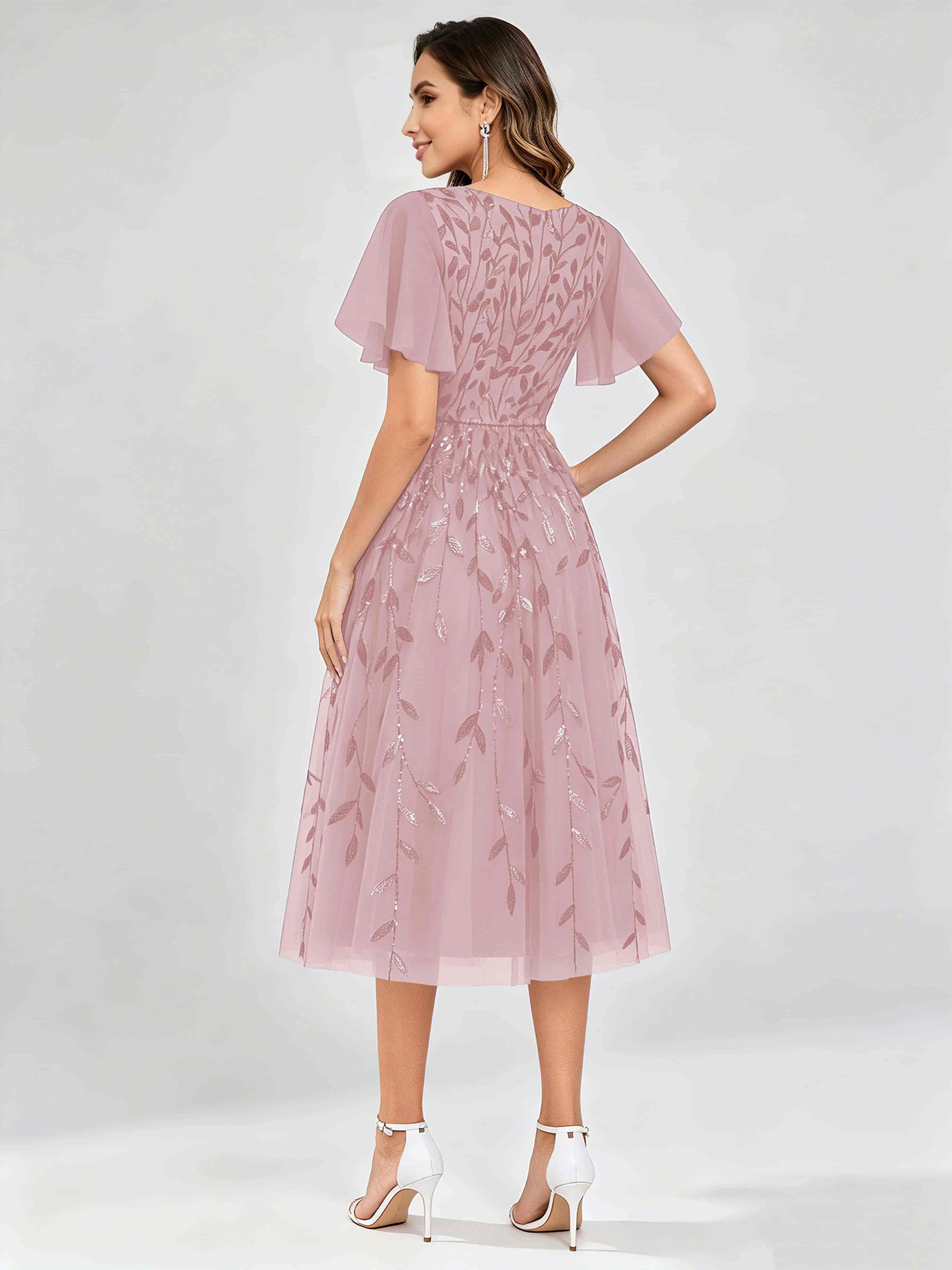 Modern A-Line Leaf Sequins Mother of the Bride & Groom Dresses