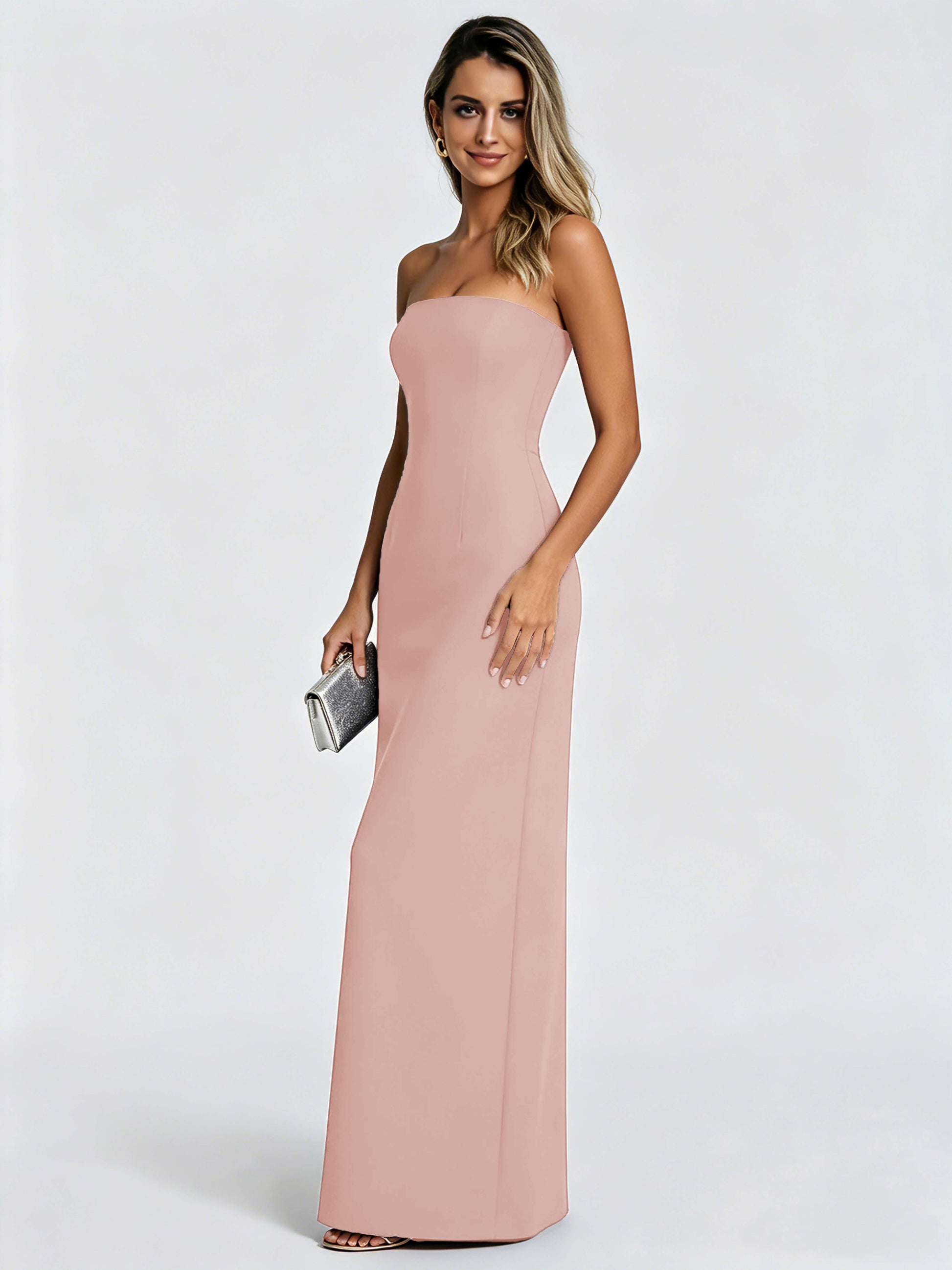 Satin Prom Dresses for Teens Strapless Formal Evening Gown