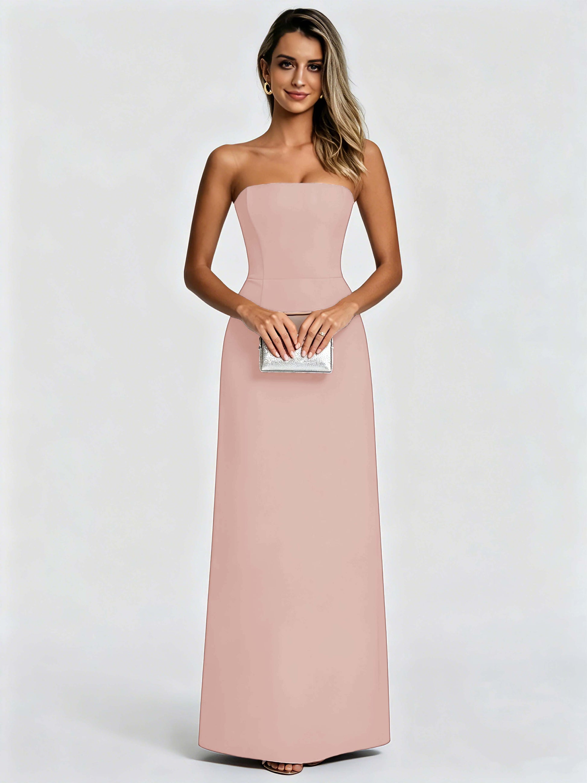 Satin Prom Dresses for Teens Strapless Formal Evening Gown