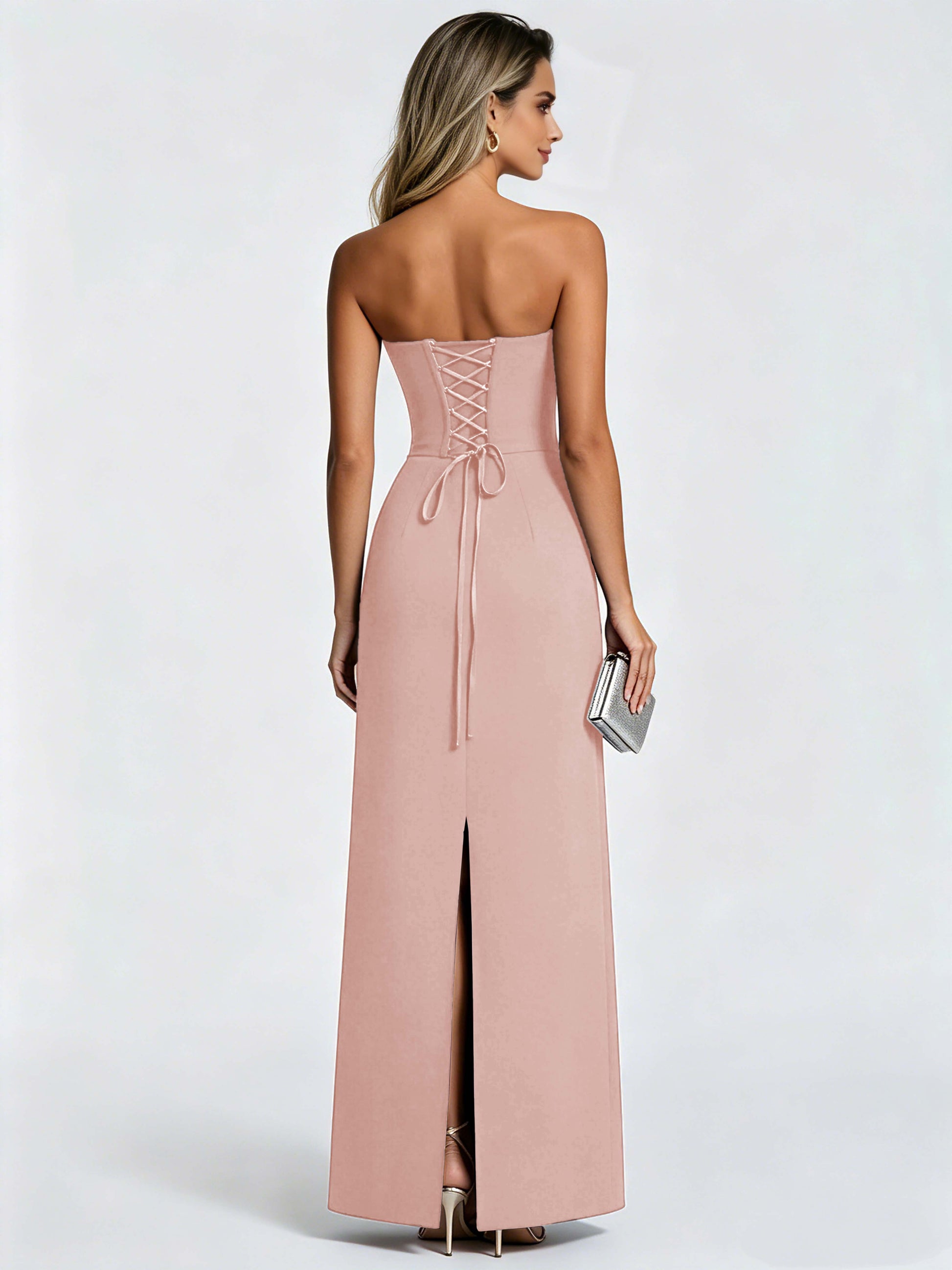 Satin Prom Dresses for Teens Strapless Formal Evening Gown