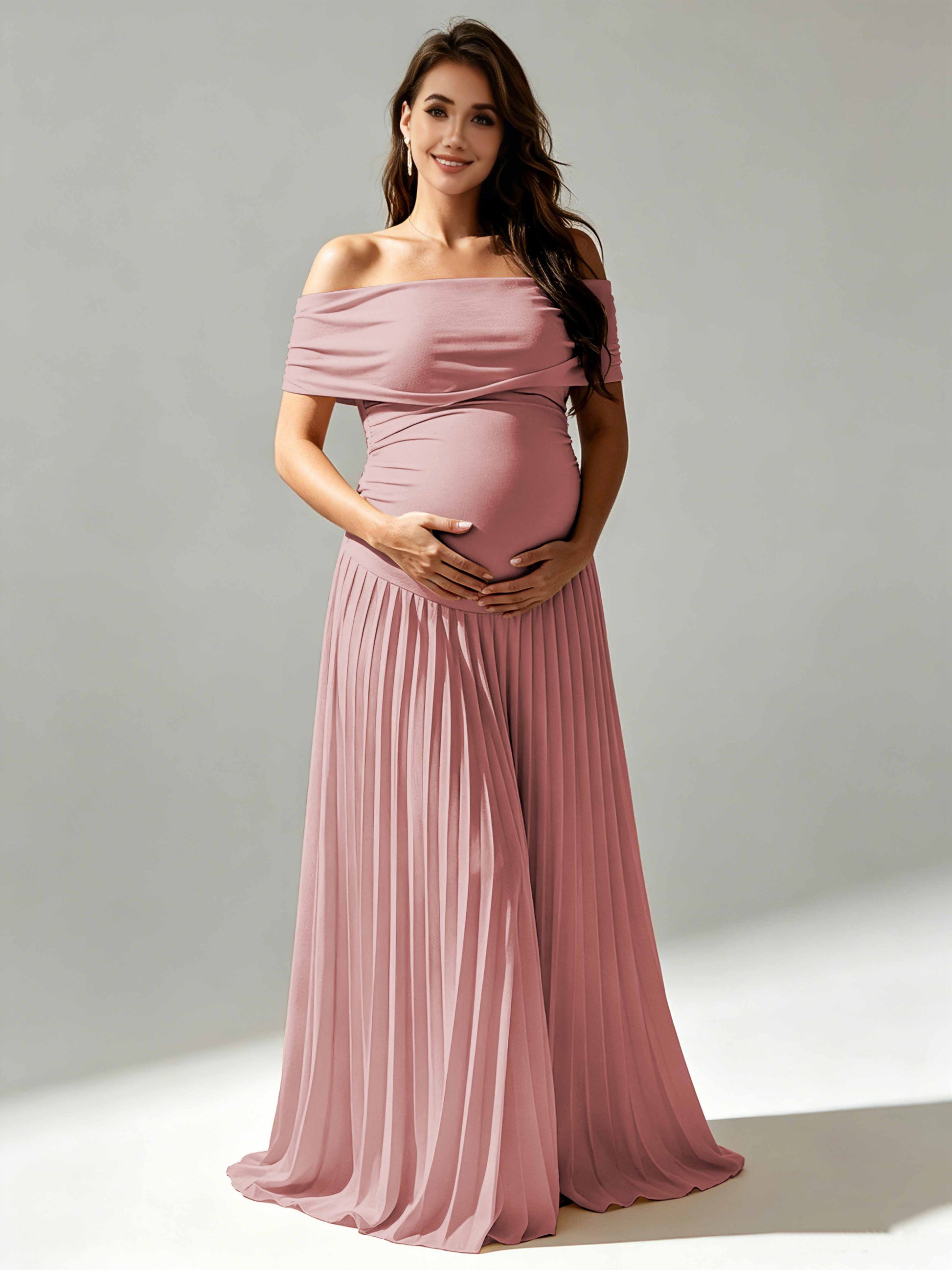 Off The Shoulder Spandex Maternity Dresses for Photoshoot