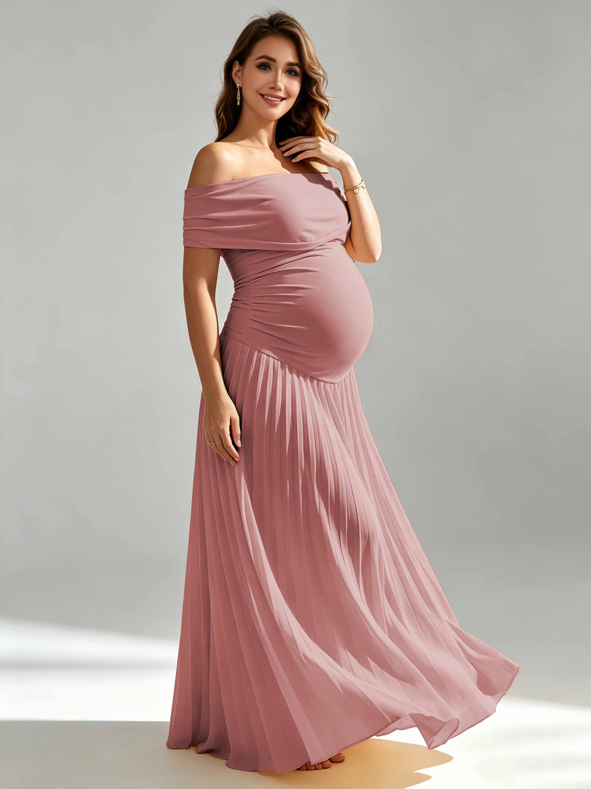 Off The Shoulder Spandex Maternity Dresses for Photoshoot