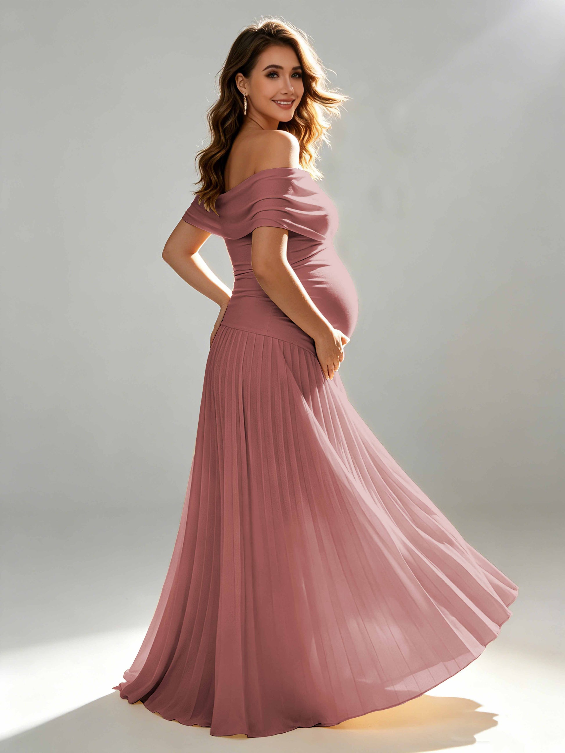 Off The Shoulder Spandex Maternity Dresses for Photoshoot
