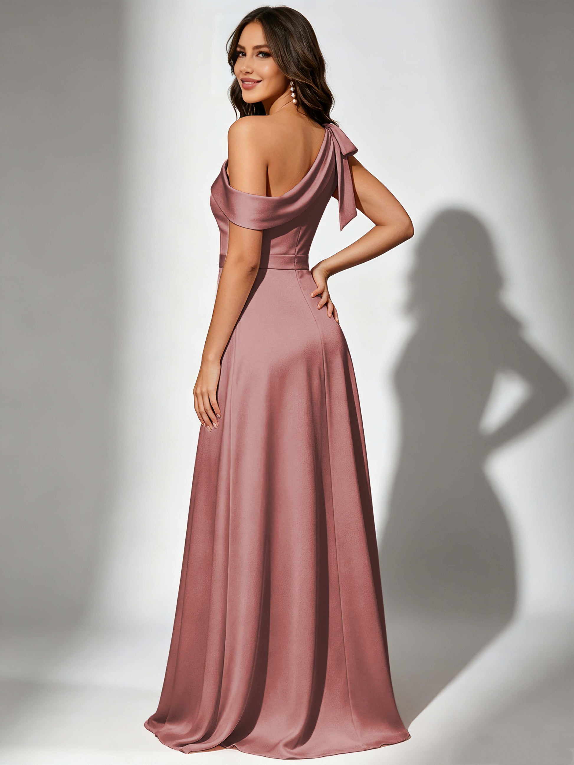 Satin One Shoulder Floor Length Bridesmaid Dresses