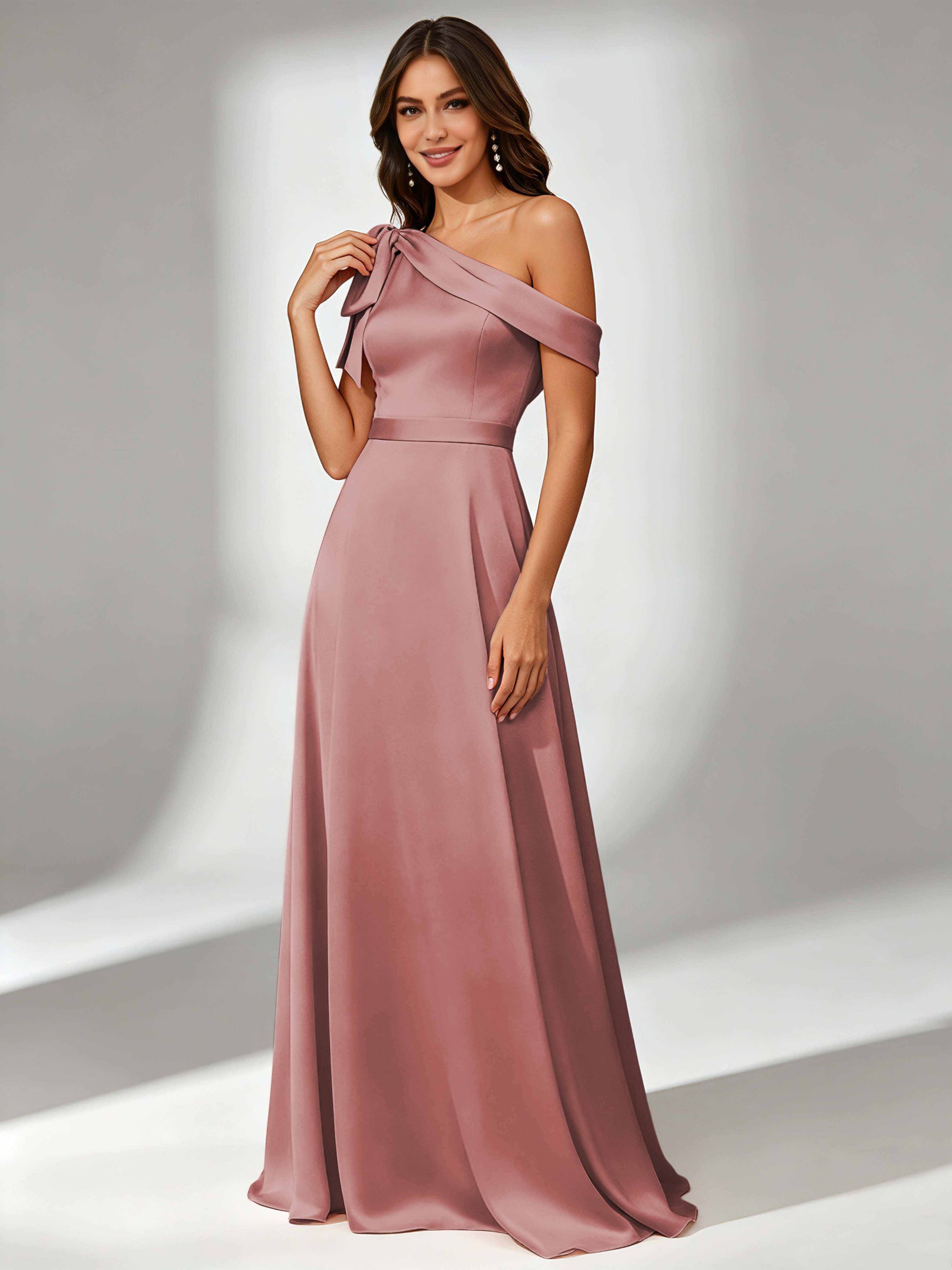 Satin One Shoulder Floor Length Bridesmaid Dresses