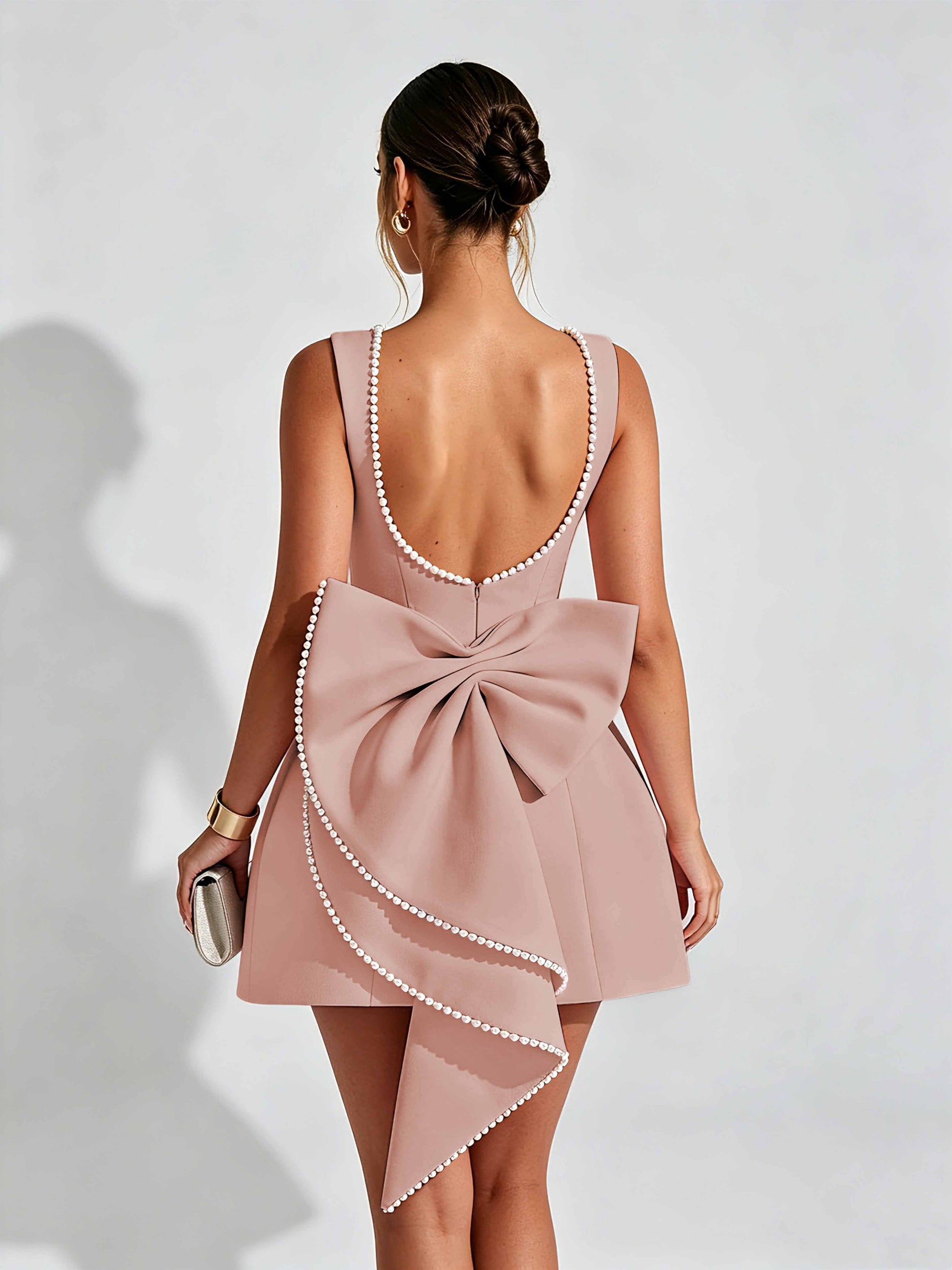 Satin Homecoming Dresses for Teens Short Prom Dress with Bow on Back