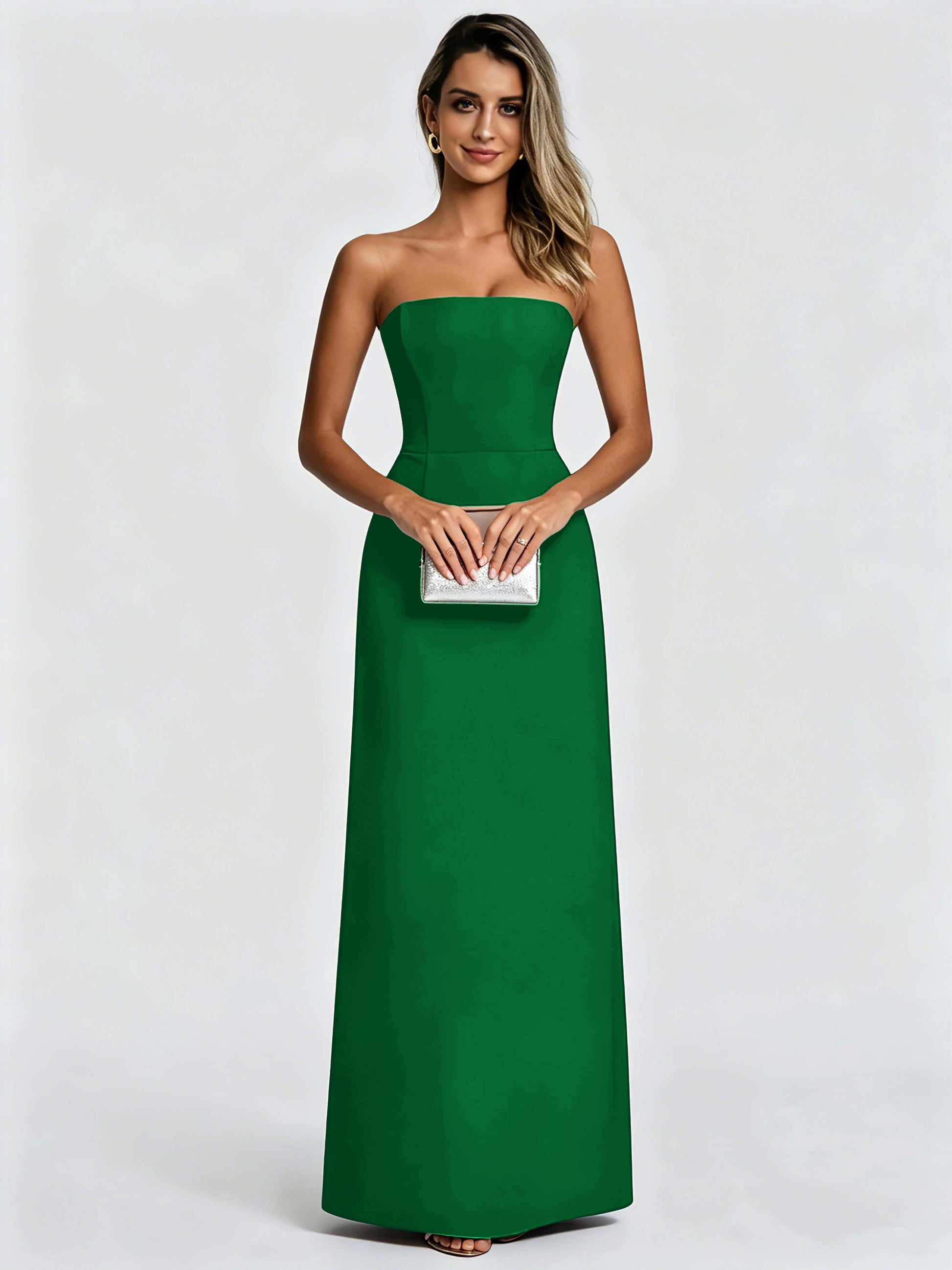 Satin Prom Dresses for Teens Strapless Formal Evening Gown