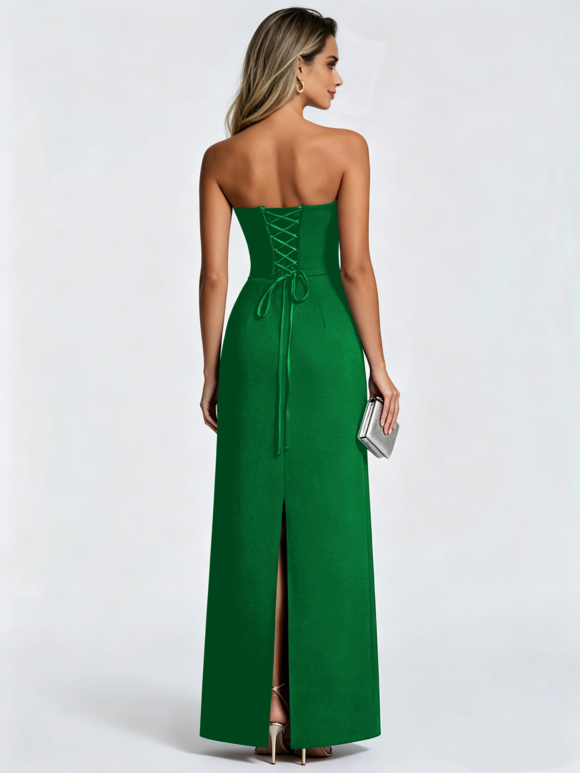 Satin Prom Dresses for Teens Strapless Formal Evening Gown
