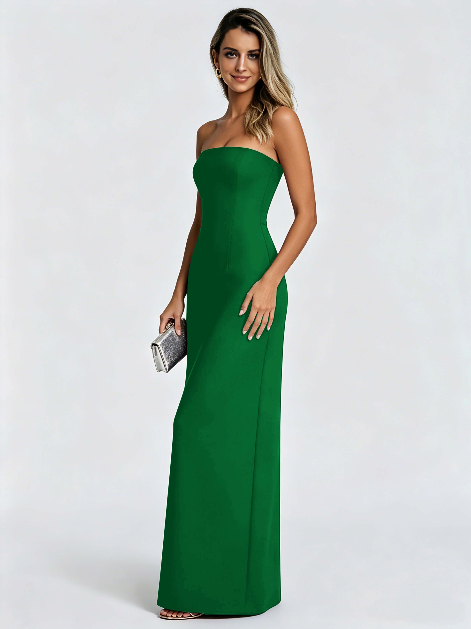Satin Prom Dresses for Teens Strapless Formal Evening Gown