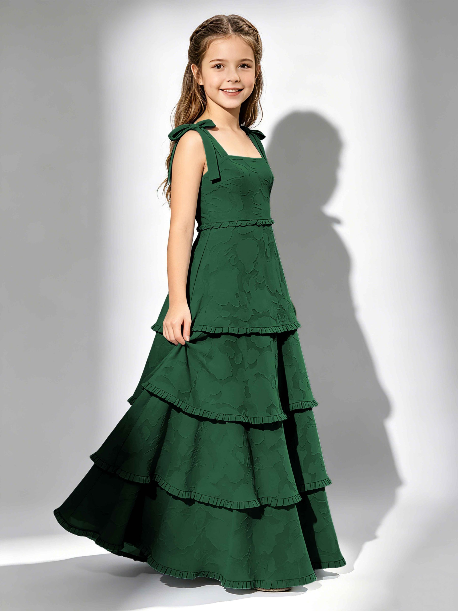 Spaghetti Straps Floral Burnout Chiffon Junior Bridesmaid Dresses
