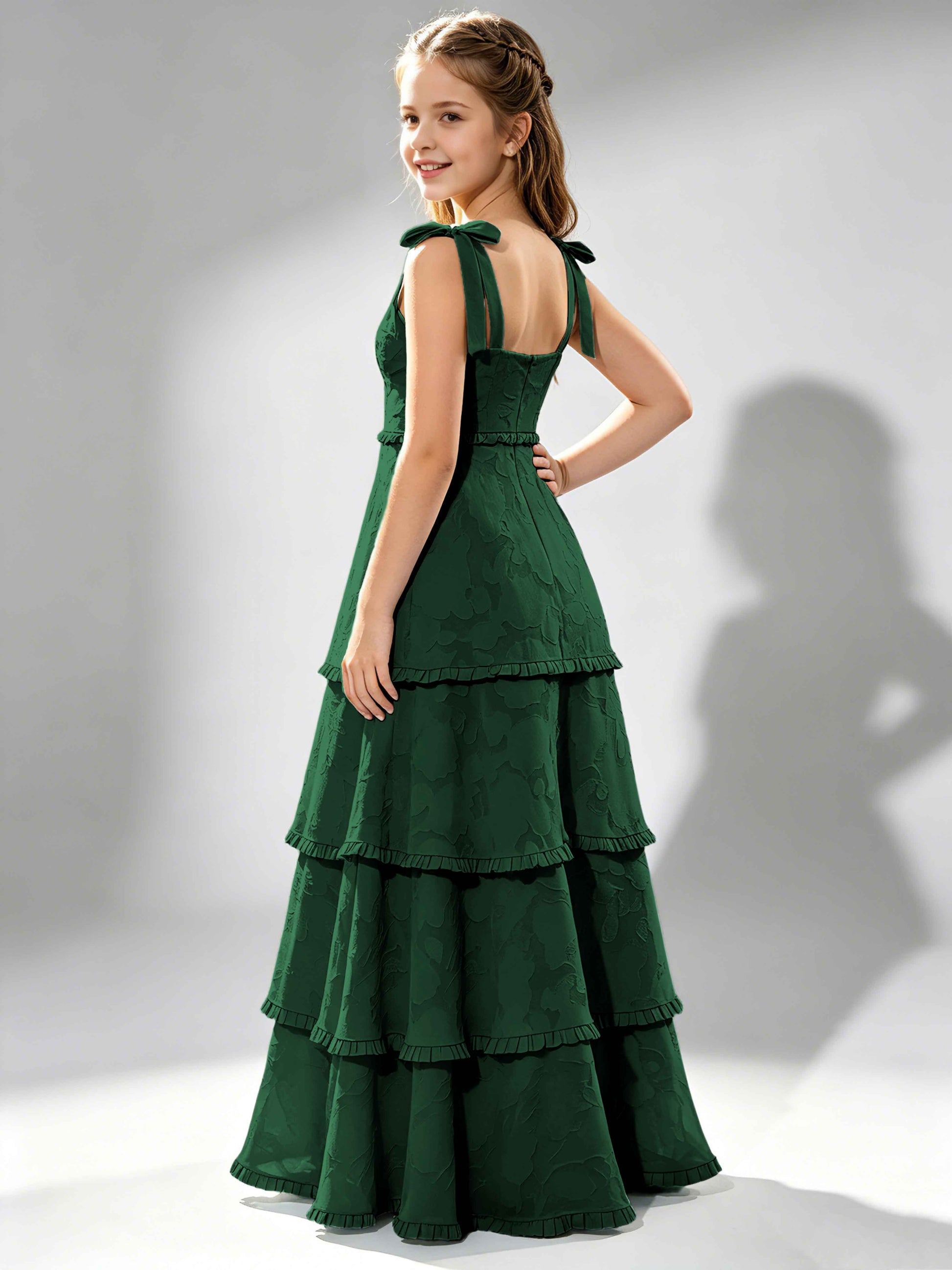 Spaghetti Straps Floral Burnout Chiffon Junior Bridesmaid Dresses