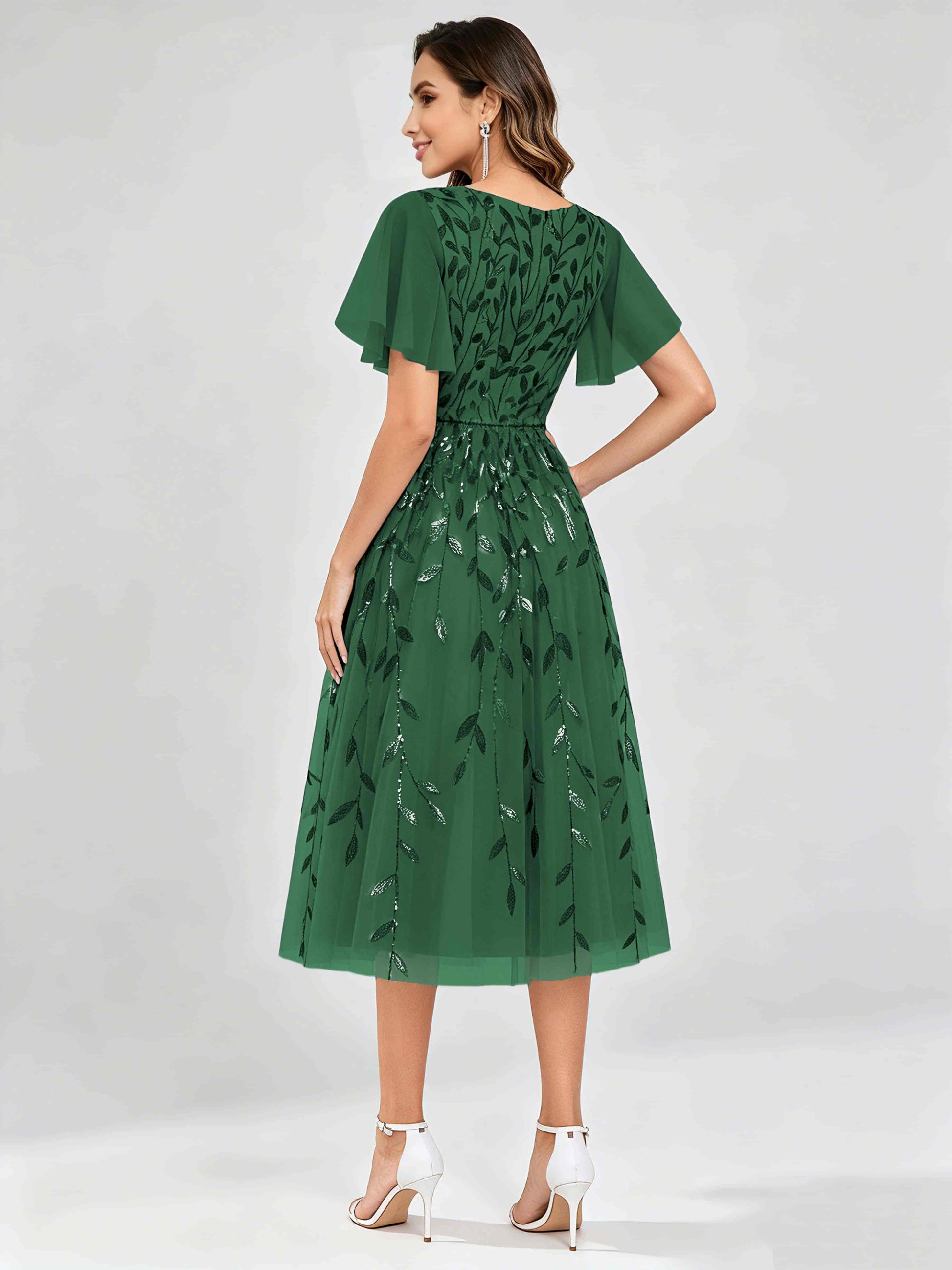 Modern A-Line Leaf Sequins Mother of the Bride & Groom Dresses