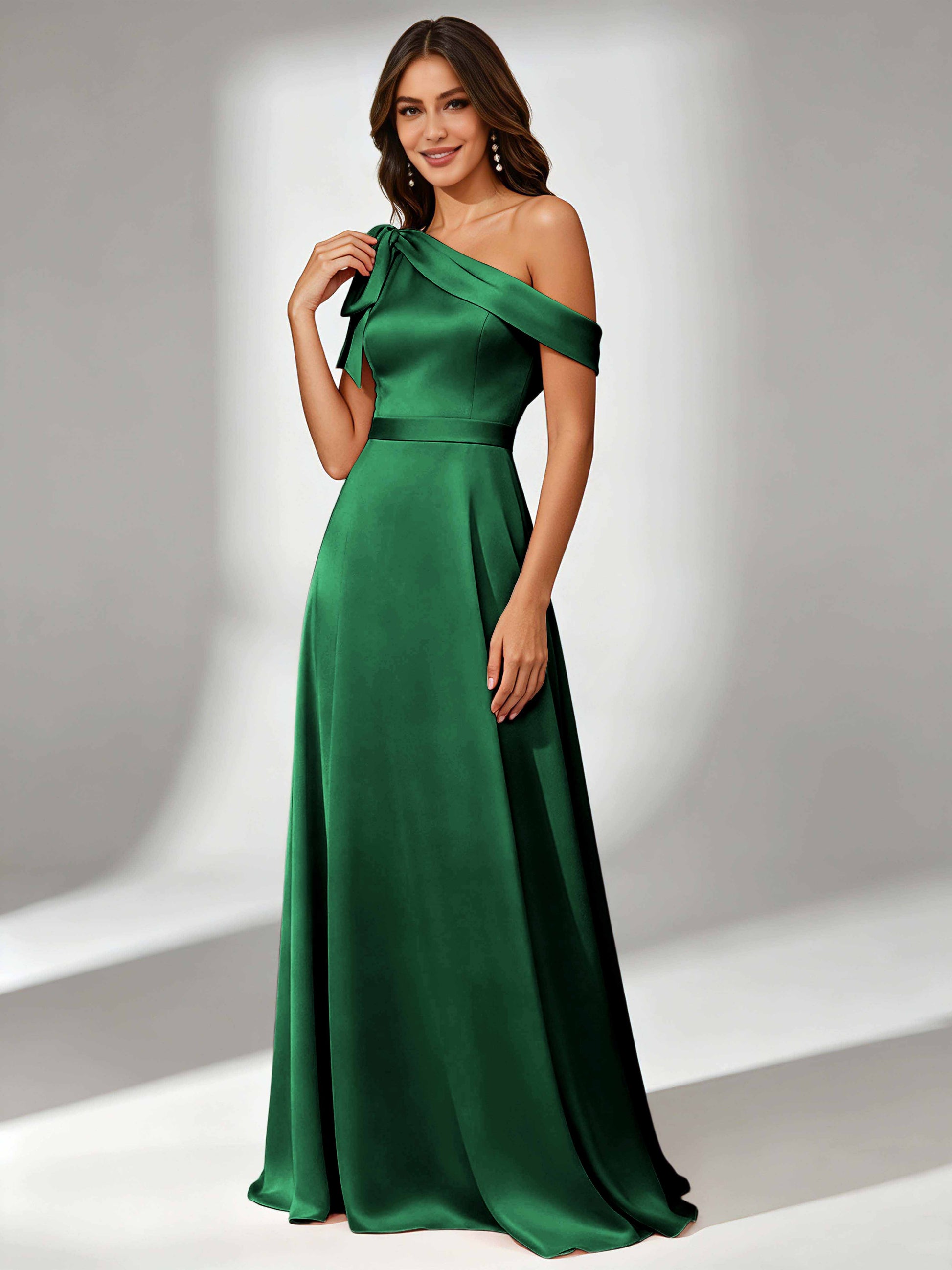 Satin One Shoulder Floor Length Bridesmaid Dresses