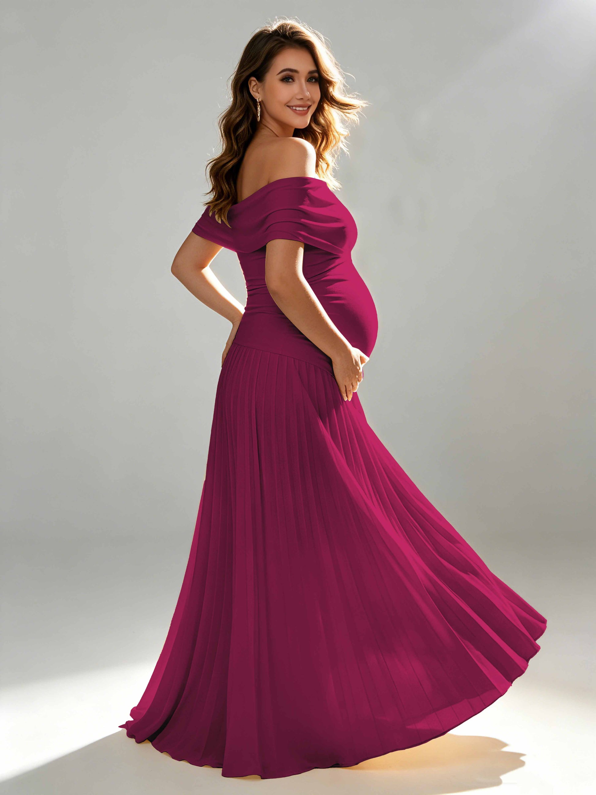 Off The Shoulder Spandex Maternity Dresses for Photoshoot