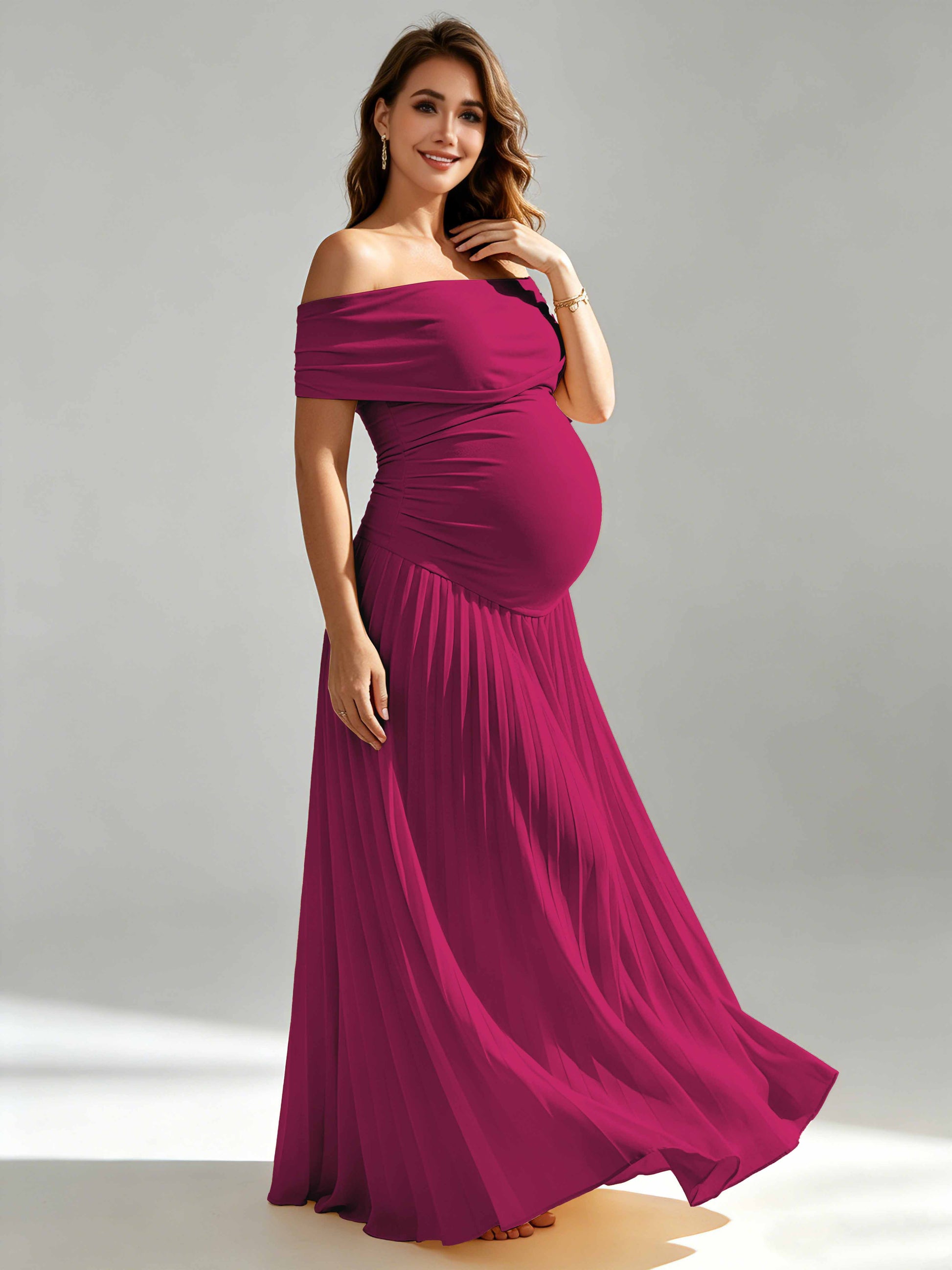 Off The Shoulder Spandex Maternity Dresses for Photoshoot
