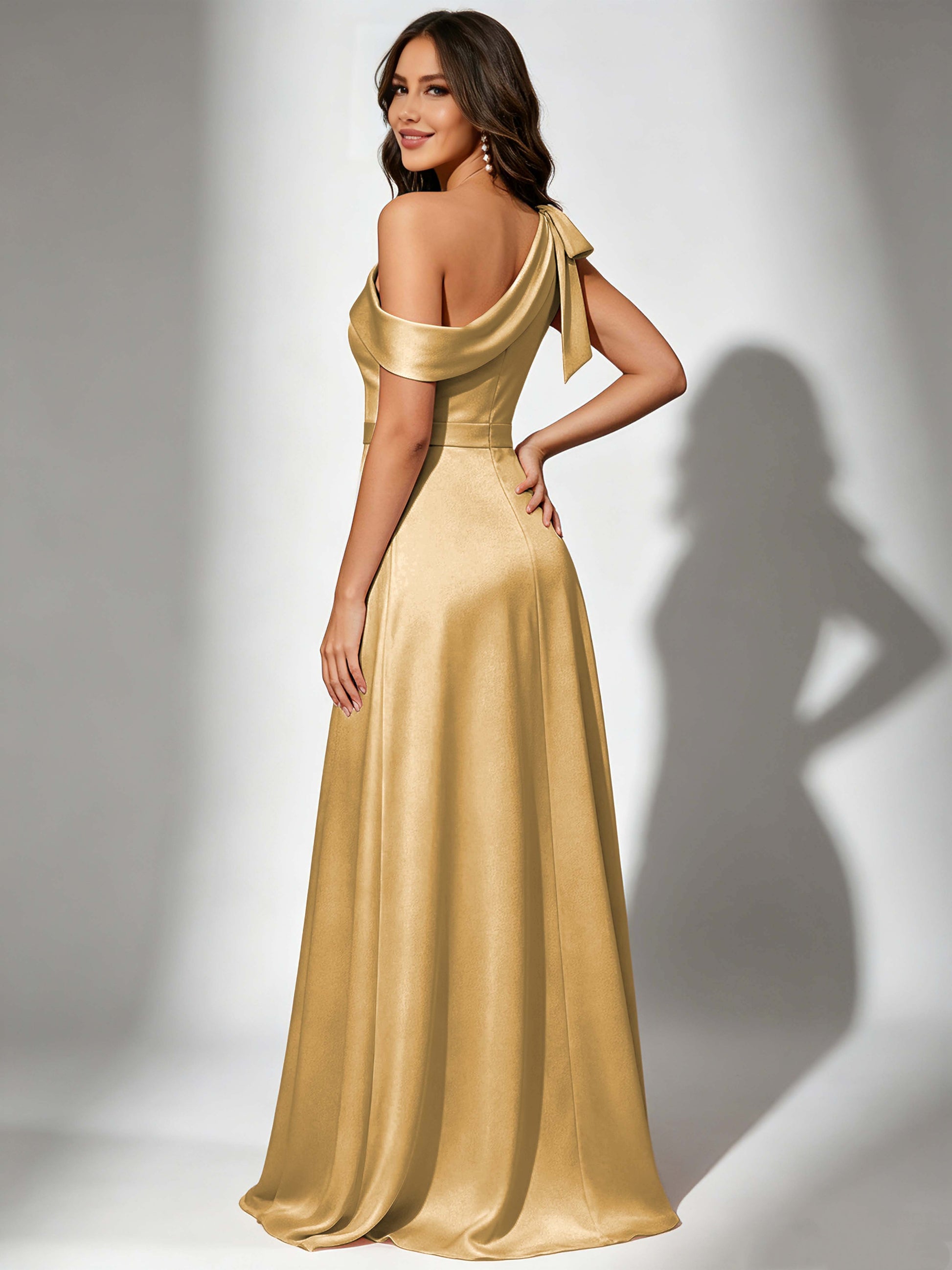 Satin One Shoulder Floor Length Bridesmaid Dresses