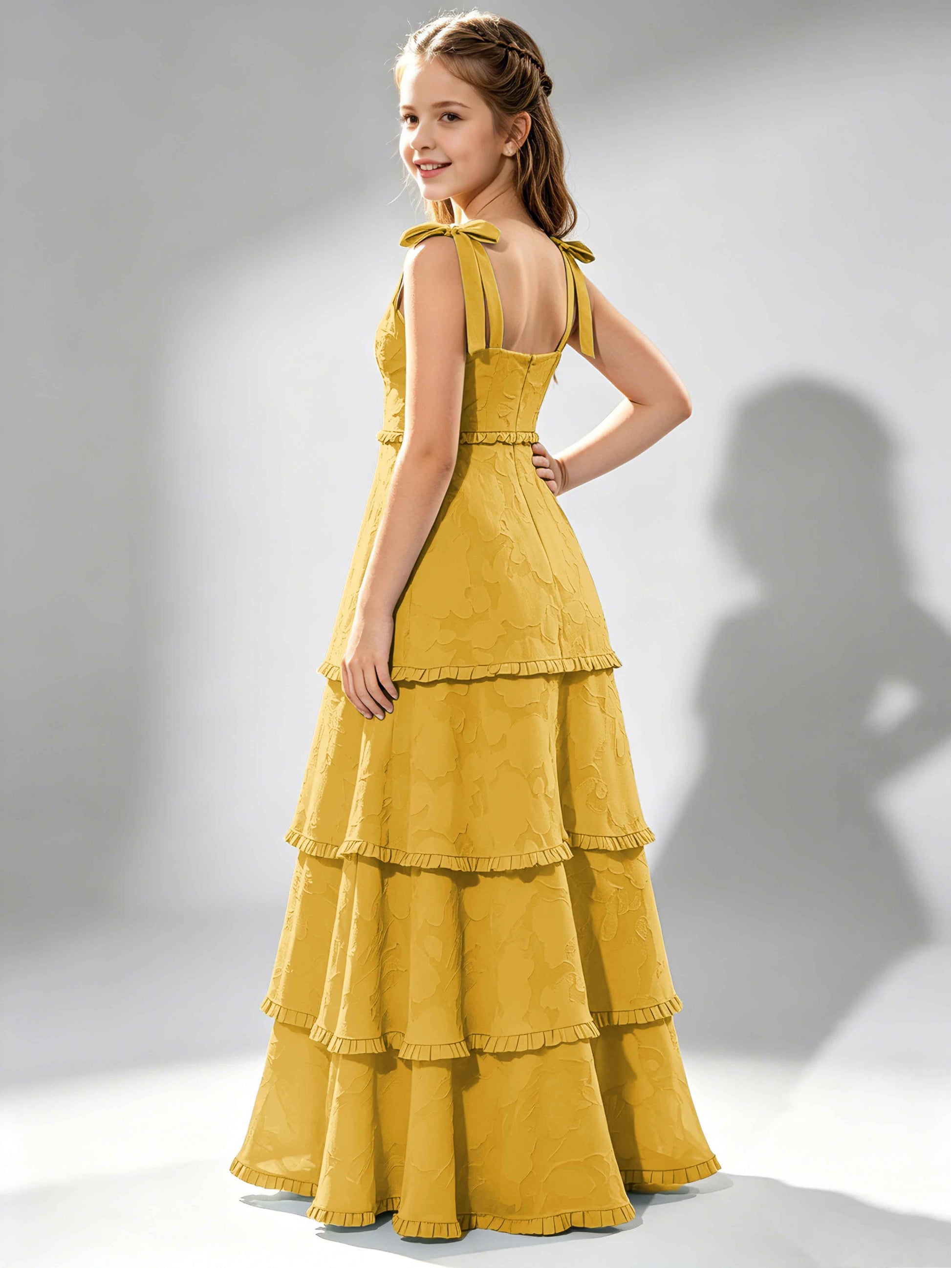 Spaghetti Straps Floral Burnout Chiffon Junior Bridesmaid Dresses