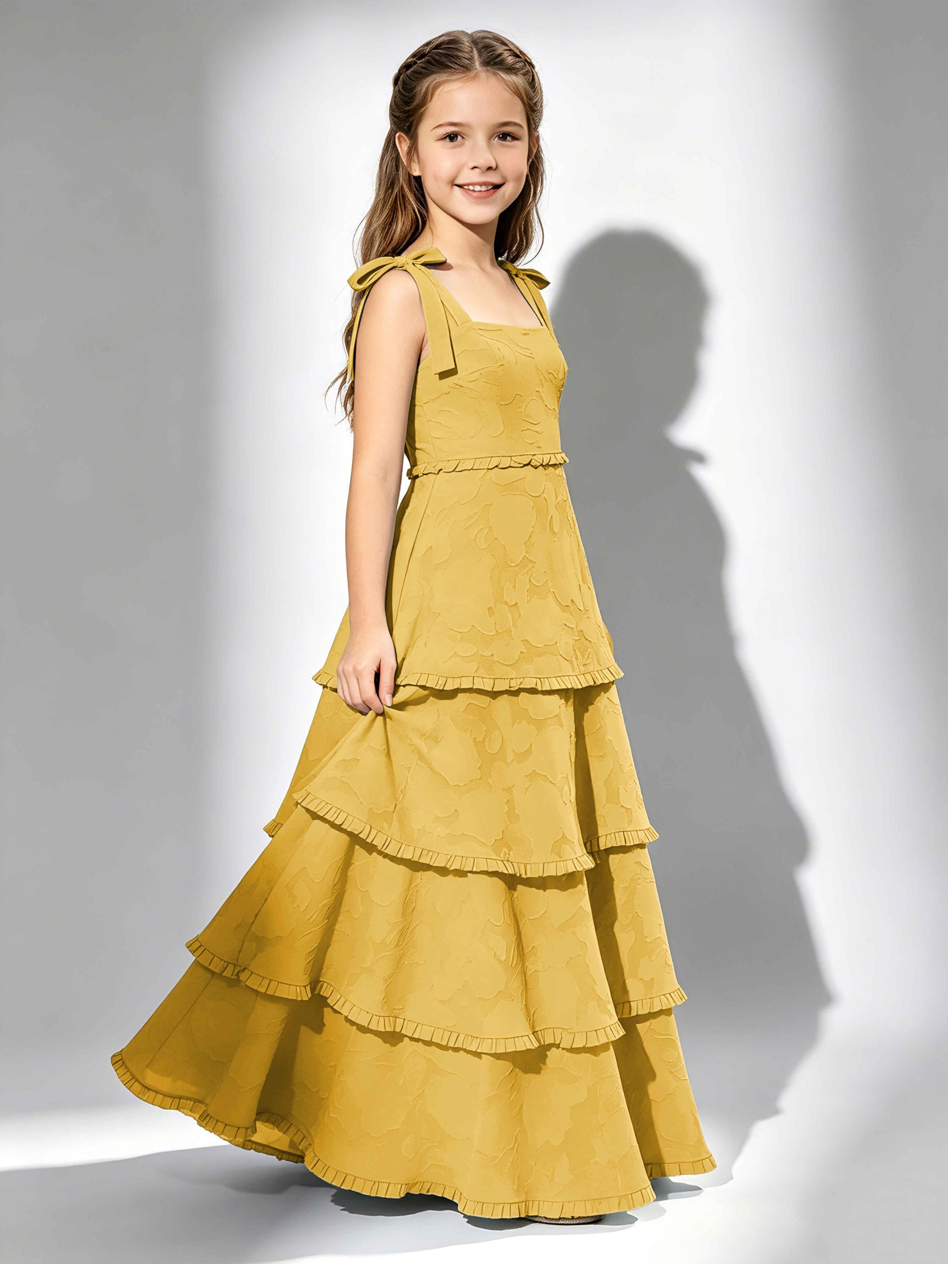 Spaghetti Straps Floral Burnout Chiffon Junior Bridesmaid Dresses