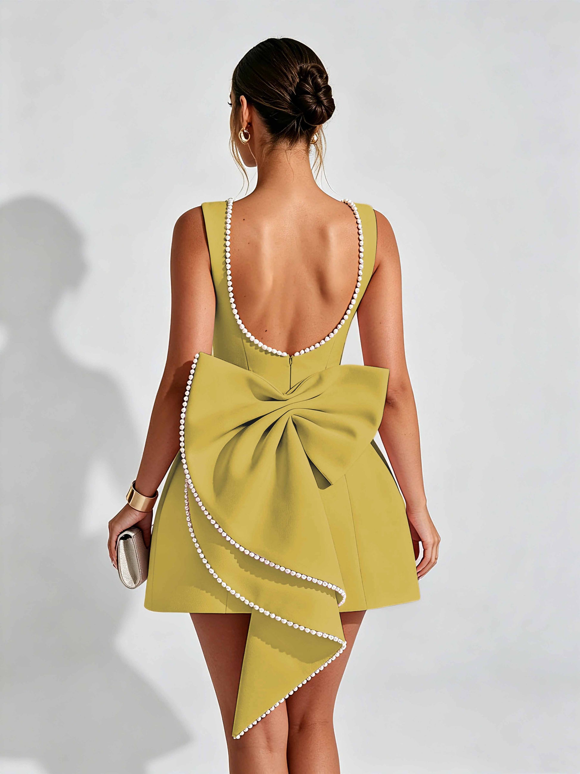 Satin Homecoming Dresses for Teens Short Prom Dress with Bow on Back