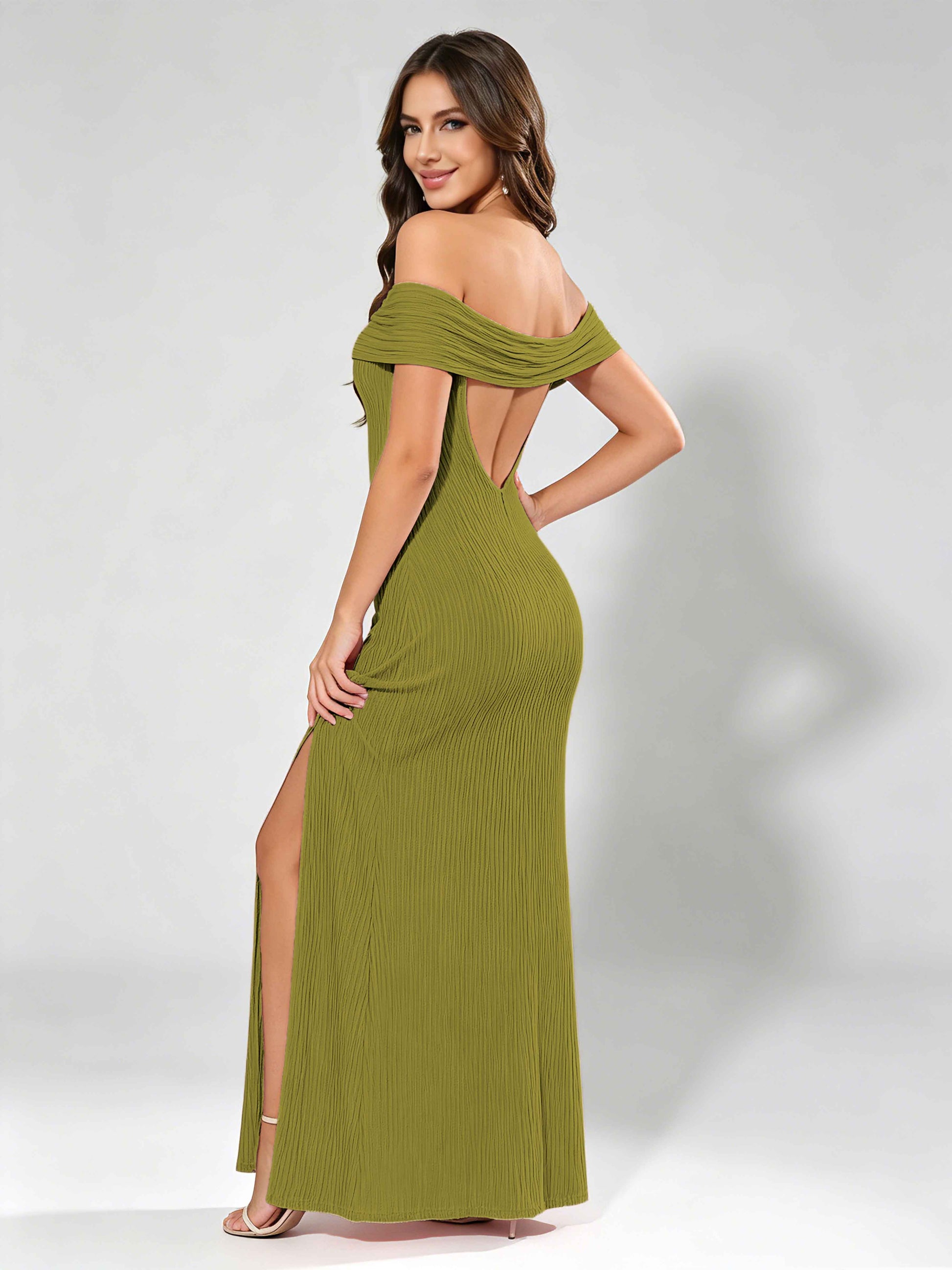 Off The Shoulder Backless Wedding Guest Formal Evening Dresses