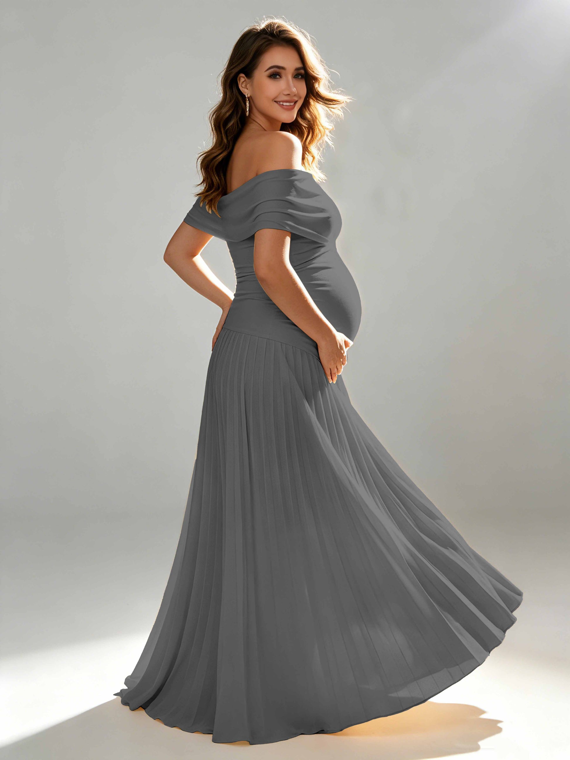 Off The Shoulder Spandex Maternity Dresses for Photoshoot