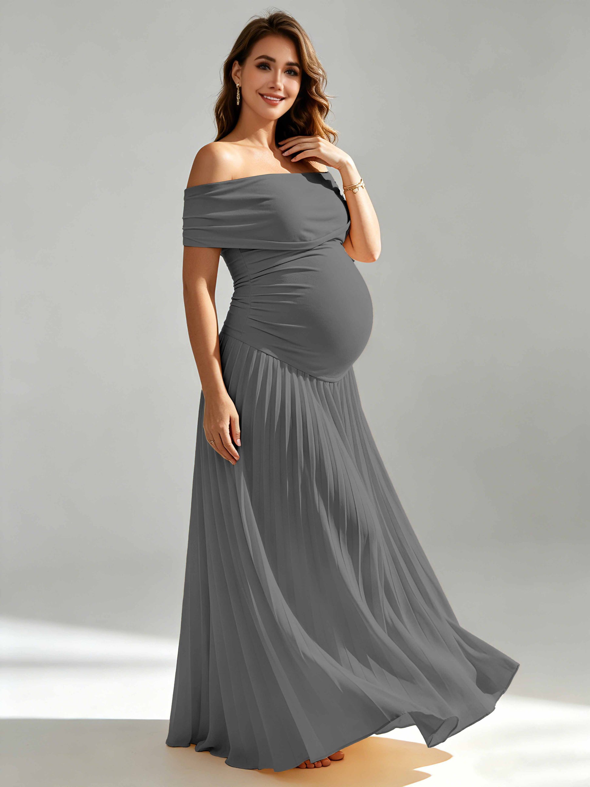 Off The Shoulder Spandex Maternity Dresses for Photoshoot