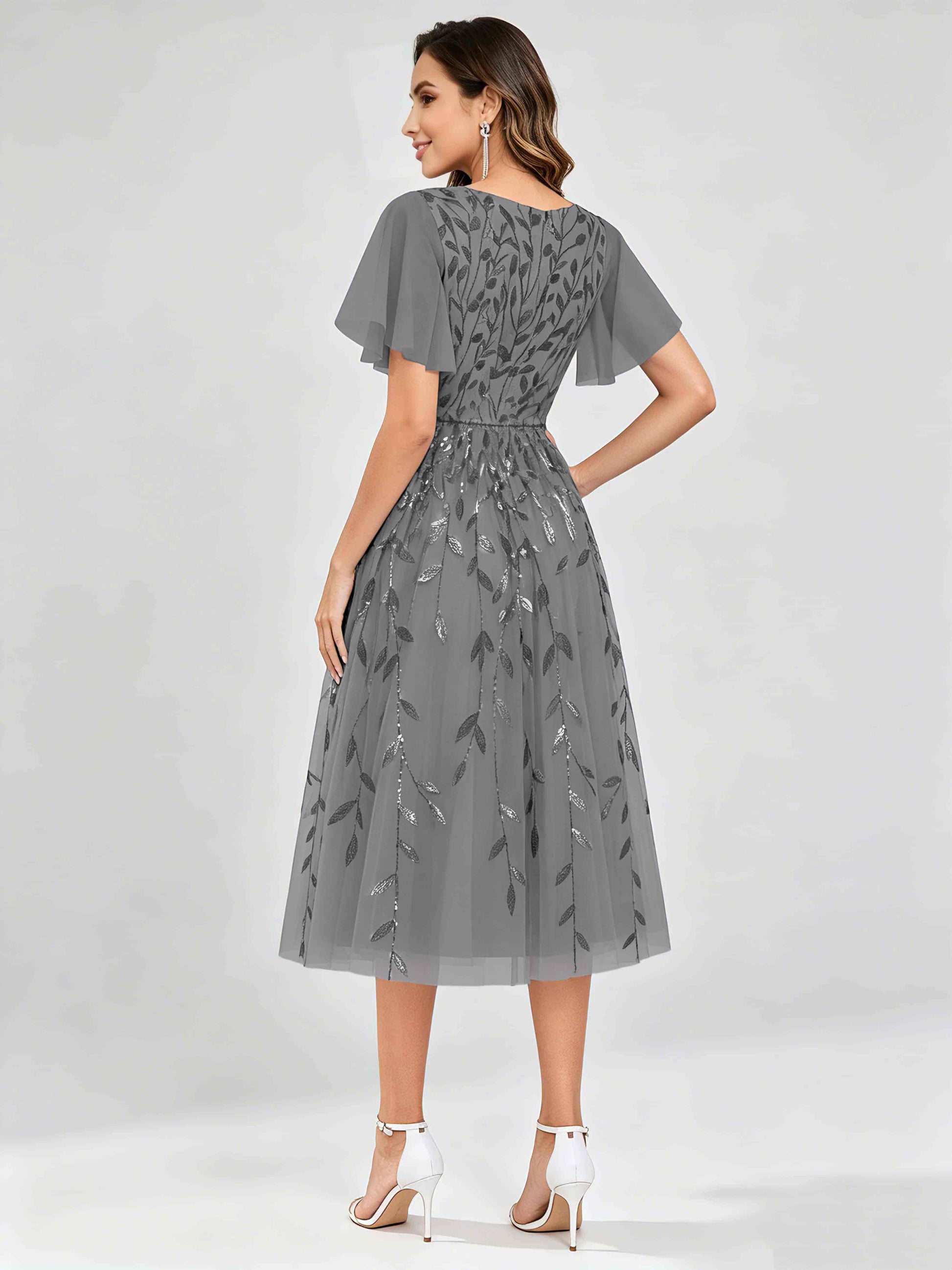 Modern A-Line Leaf Sequins Mother of the Bride & Groom Dresses