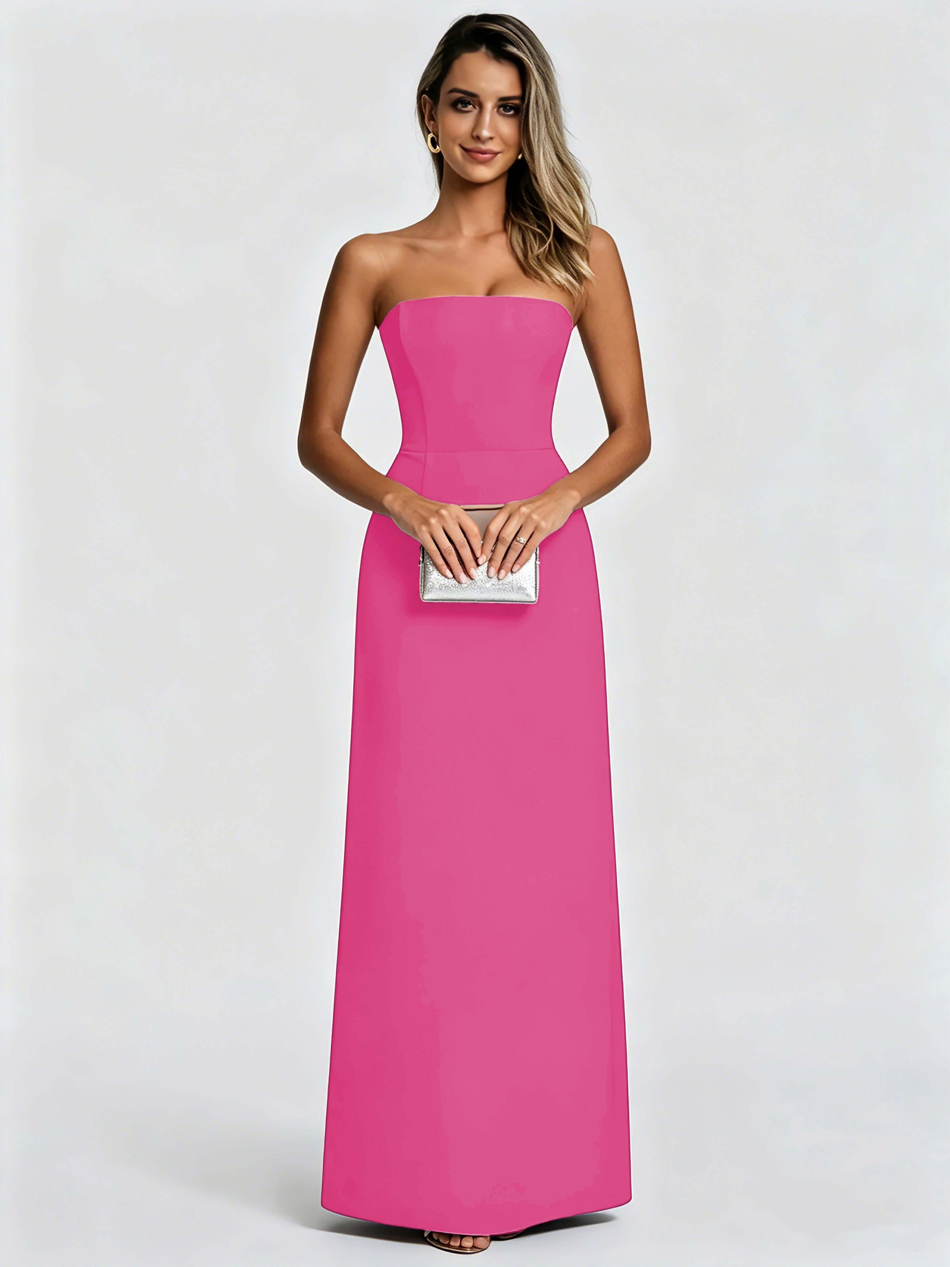 Satin Prom Dresses for Teens Strapless Formal Evening Gown