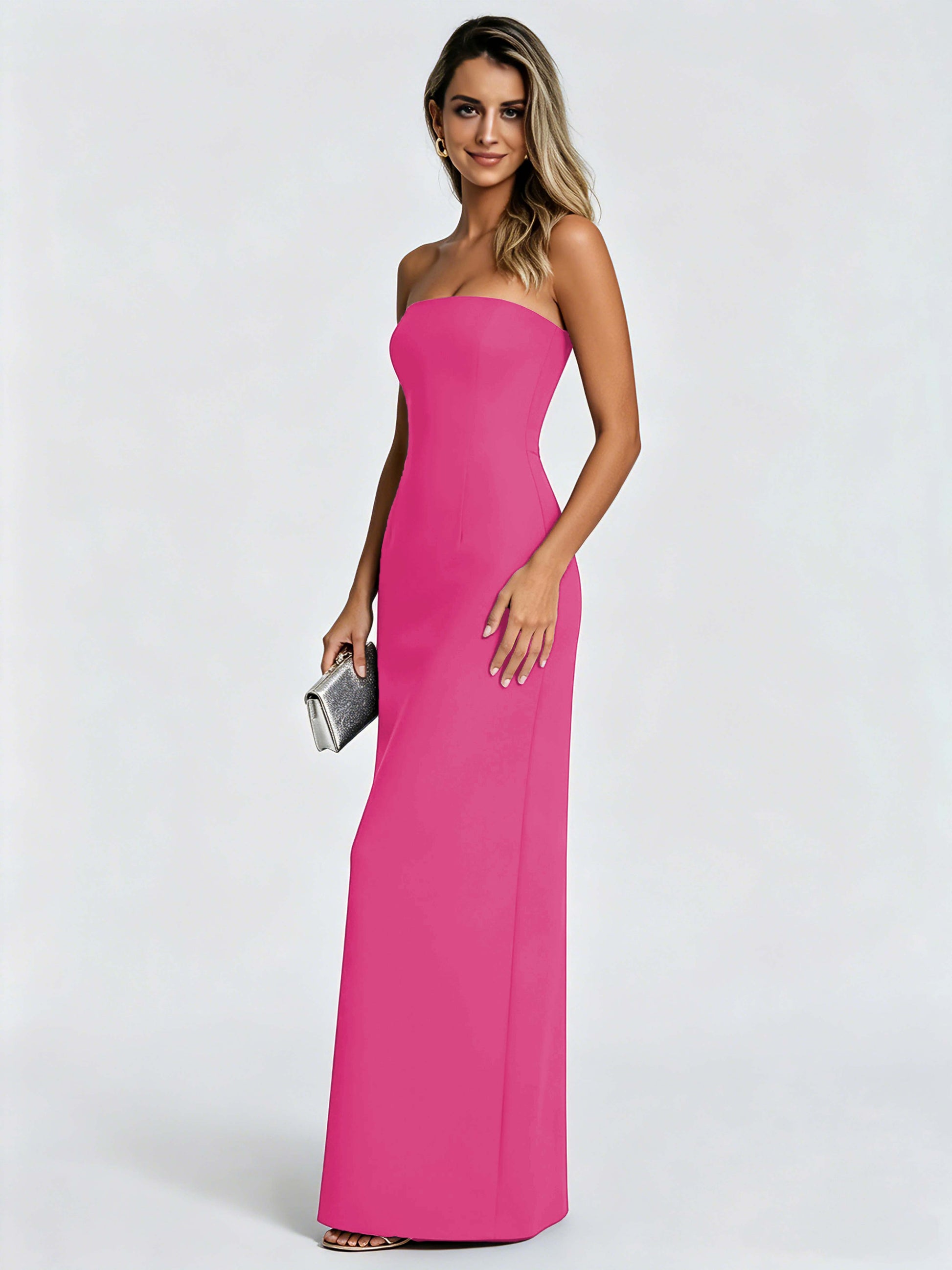 Satin Prom Dresses for Teens Strapless Formal Evening Gown