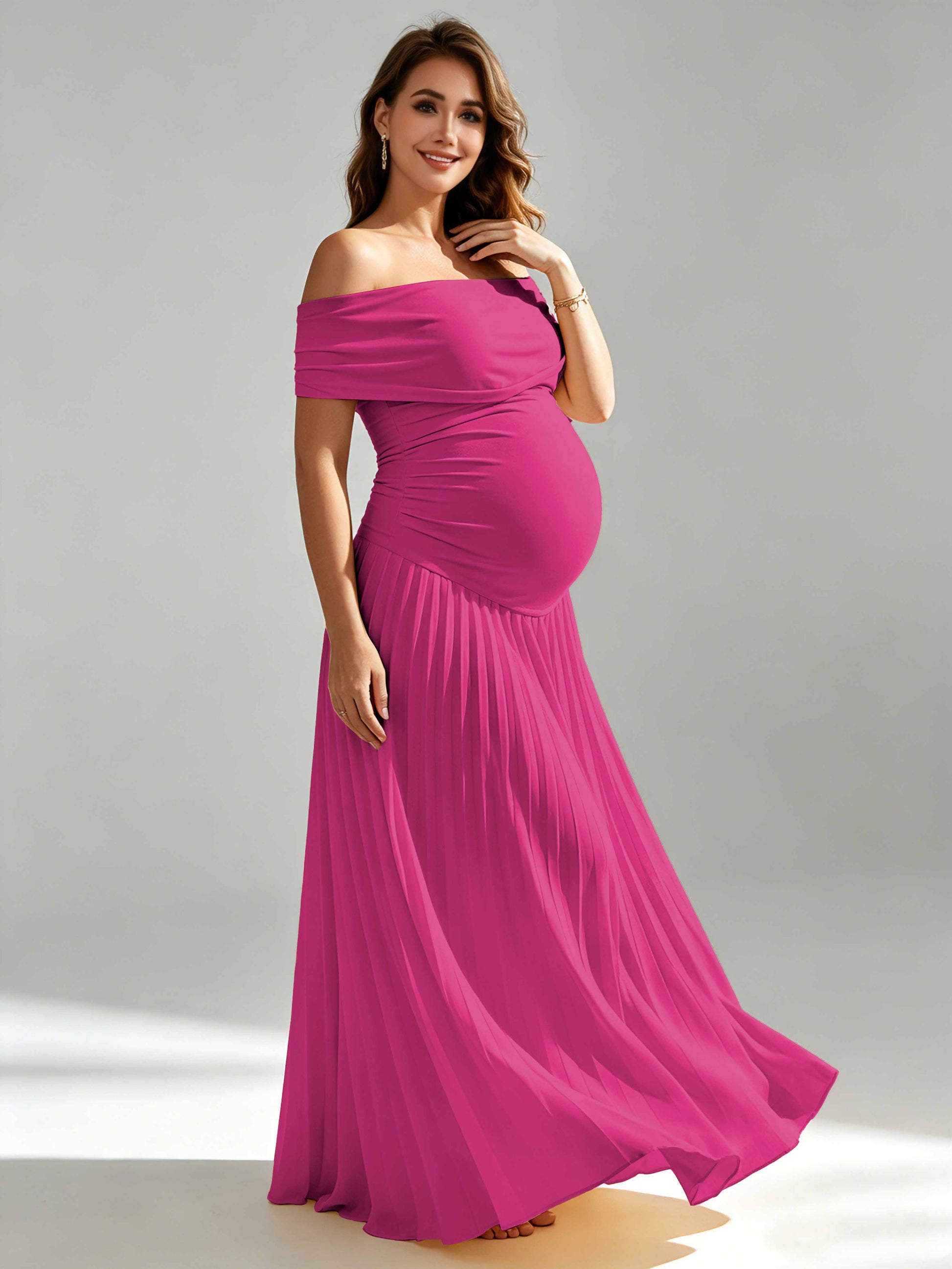 Off The Shoulder Spandex Maternity Dresses for Photoshoot