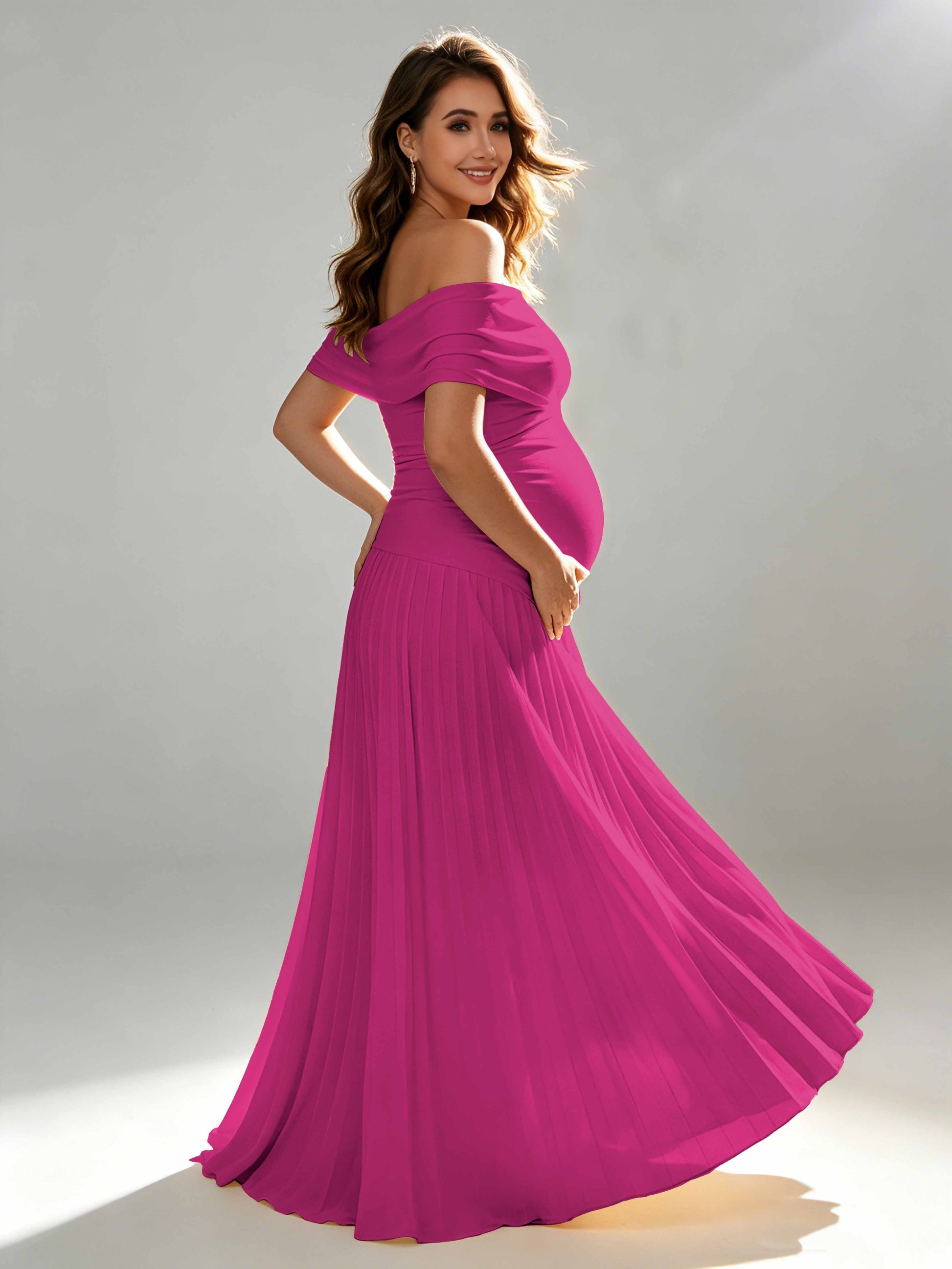 Off The Shoulder Spandex Maternity Dresses for Photoshoot