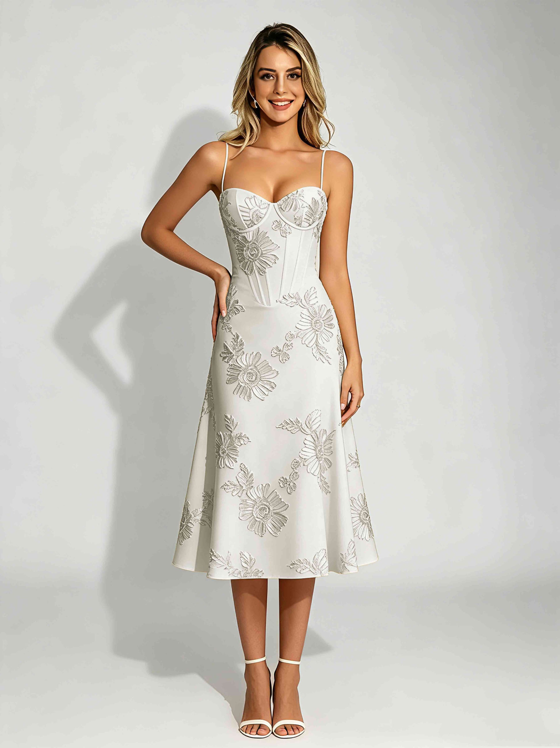 Embroidery Prom Dresses for Women Spaghetti Straps Formal Dress