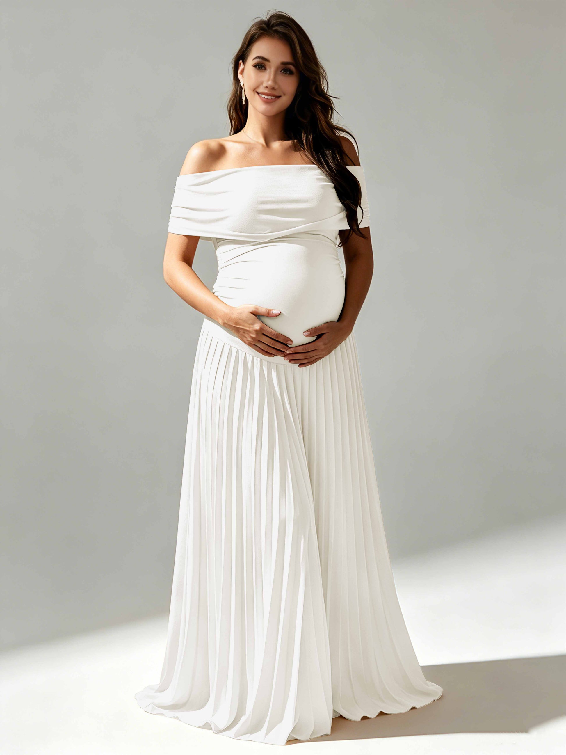 Off The Shoulder Spandex Maternity Dresses for Photoshoot