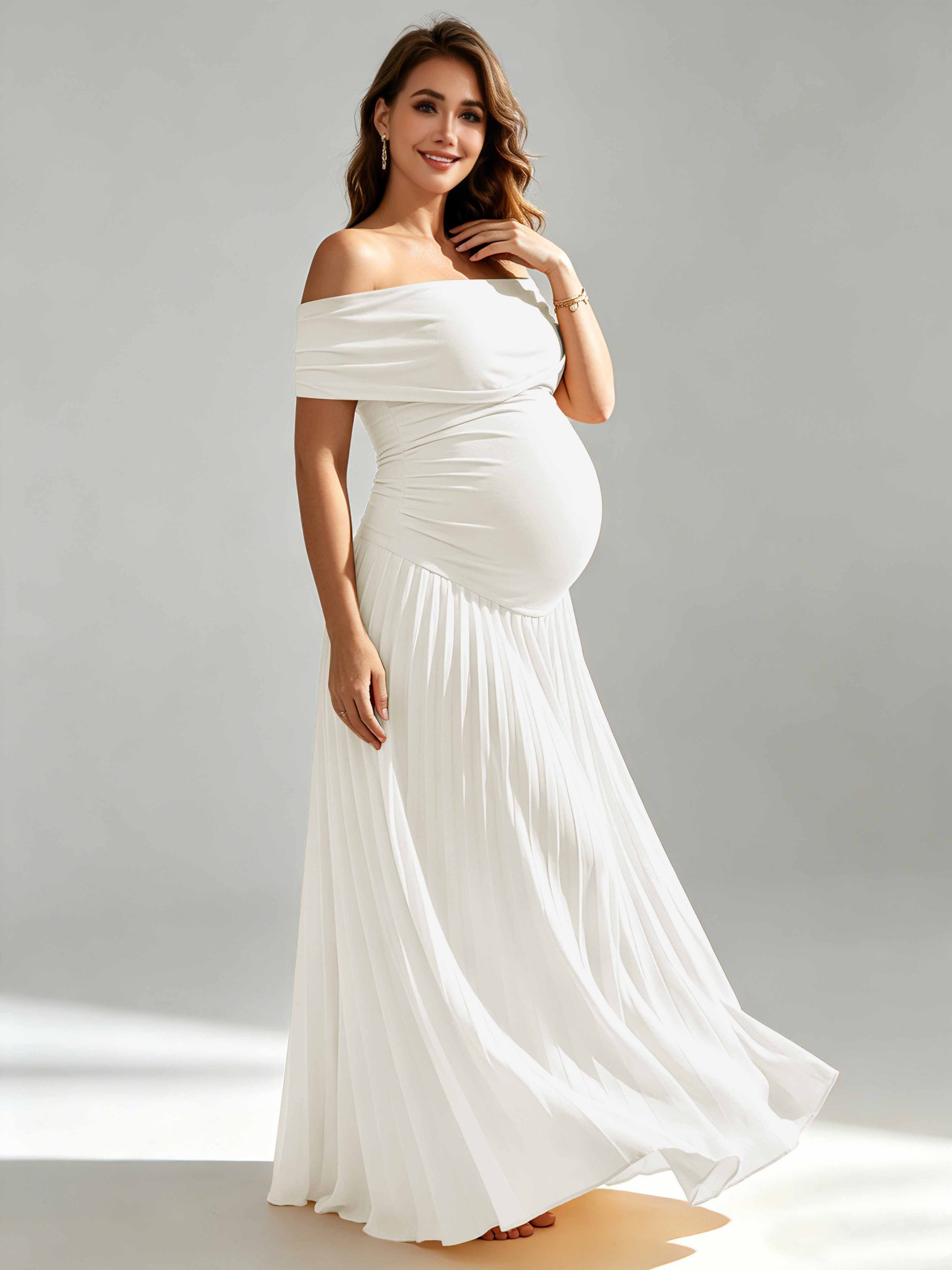 Off The Shoulder Spandex Maternity Dresses for Photoshoot