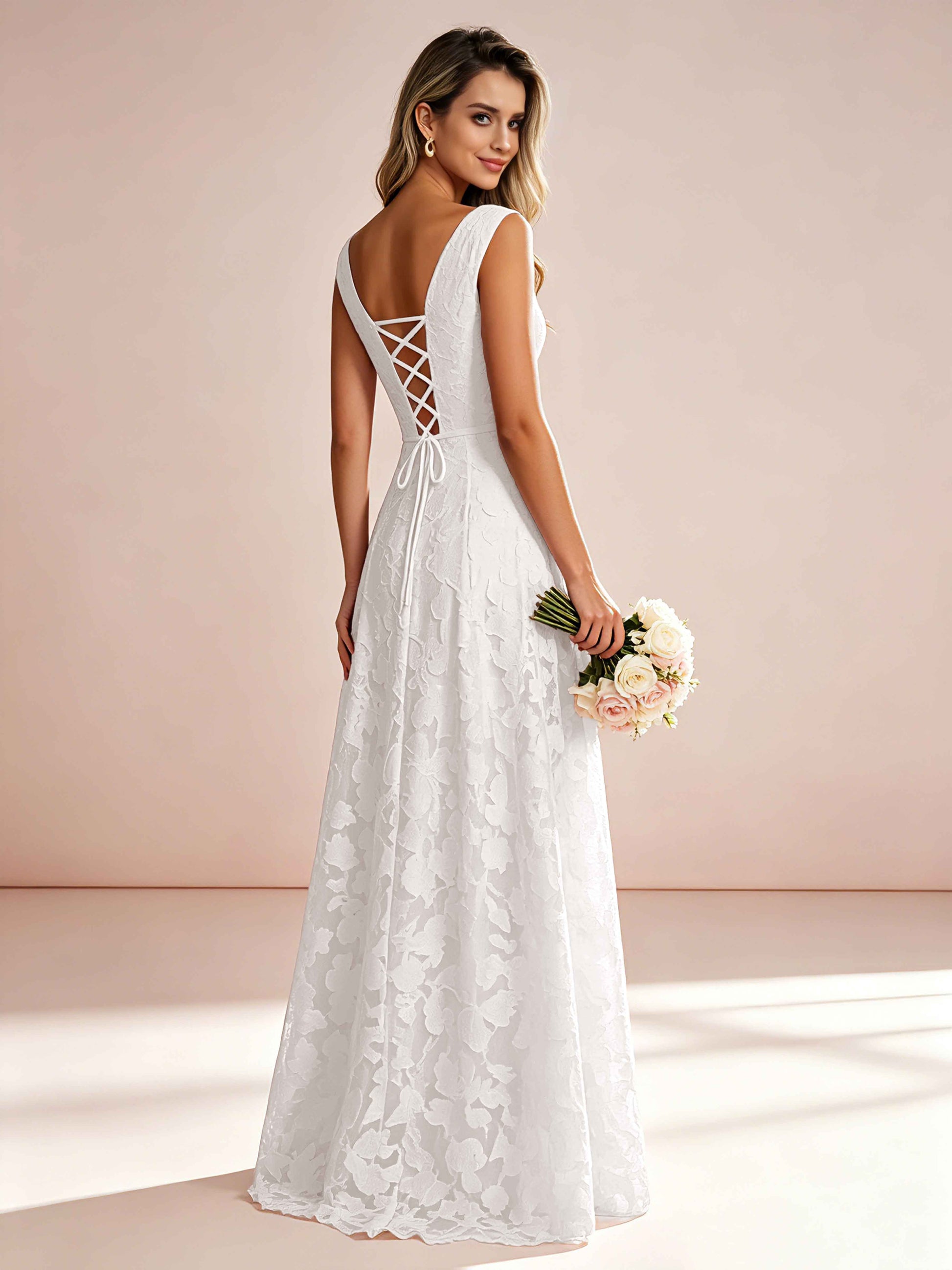 Boat Neck Jacquard Chiffon Floor Length Bridesmaid Dresses