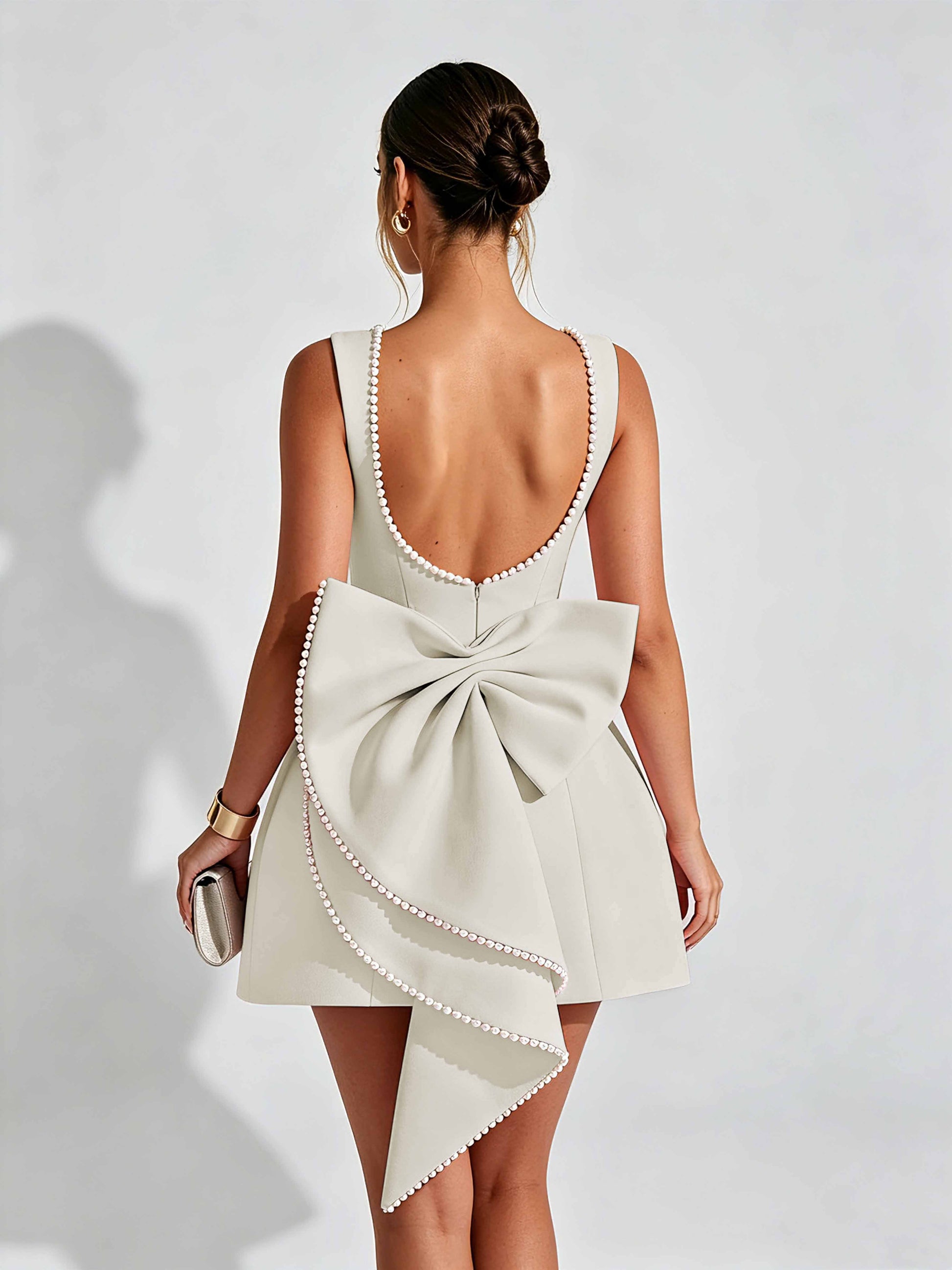 Satin Homecoming Dresses for Teens Short Prom Dress with Bow on Back