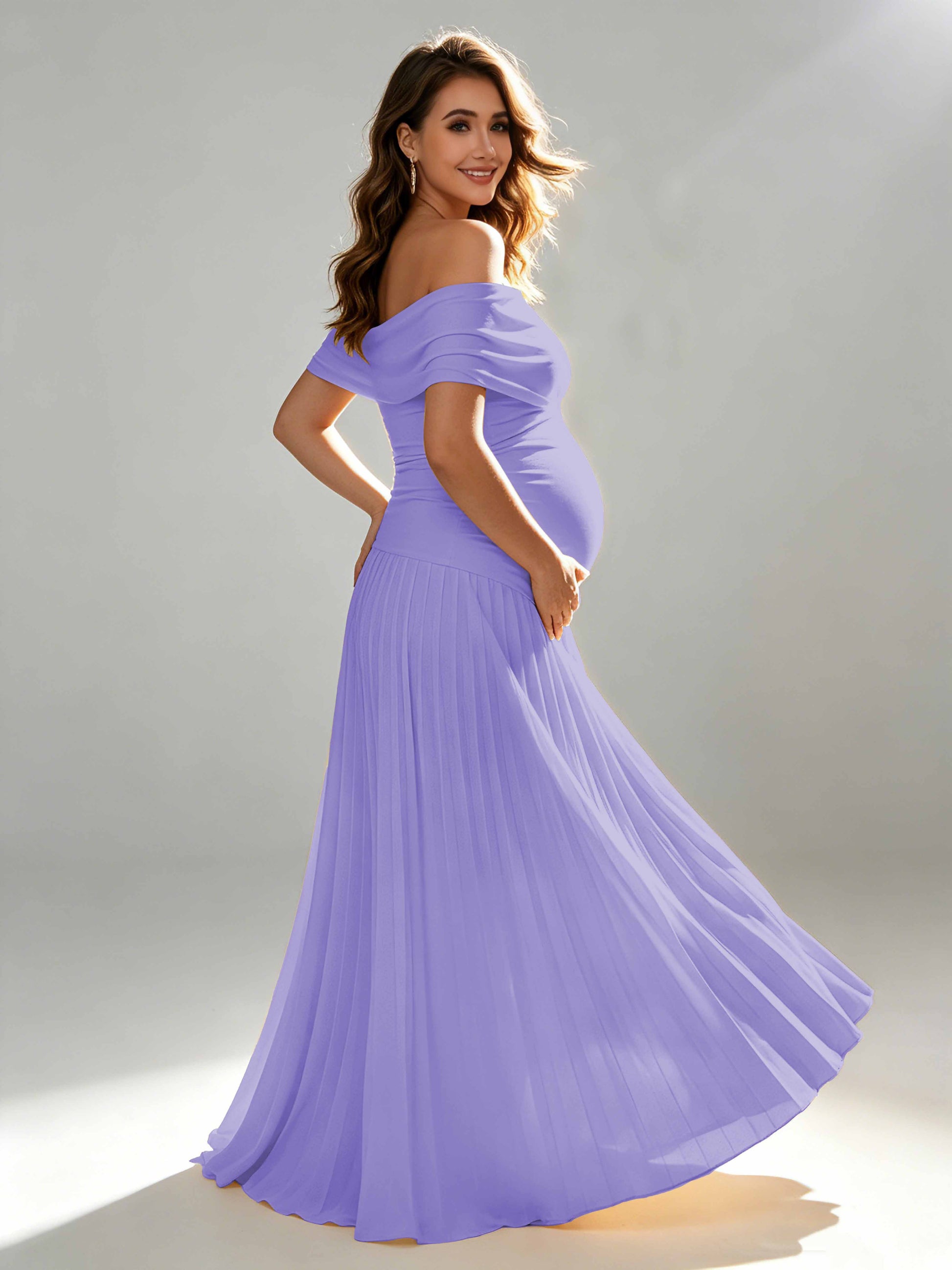 Off The Shoulder Spandex Maternity Dresses for Photoshoot