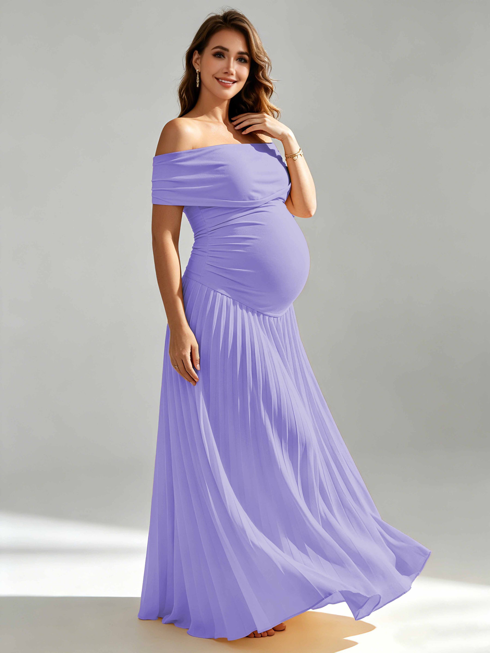 Off The Shoulder Spandex Maternity Dresses for Photoshoot