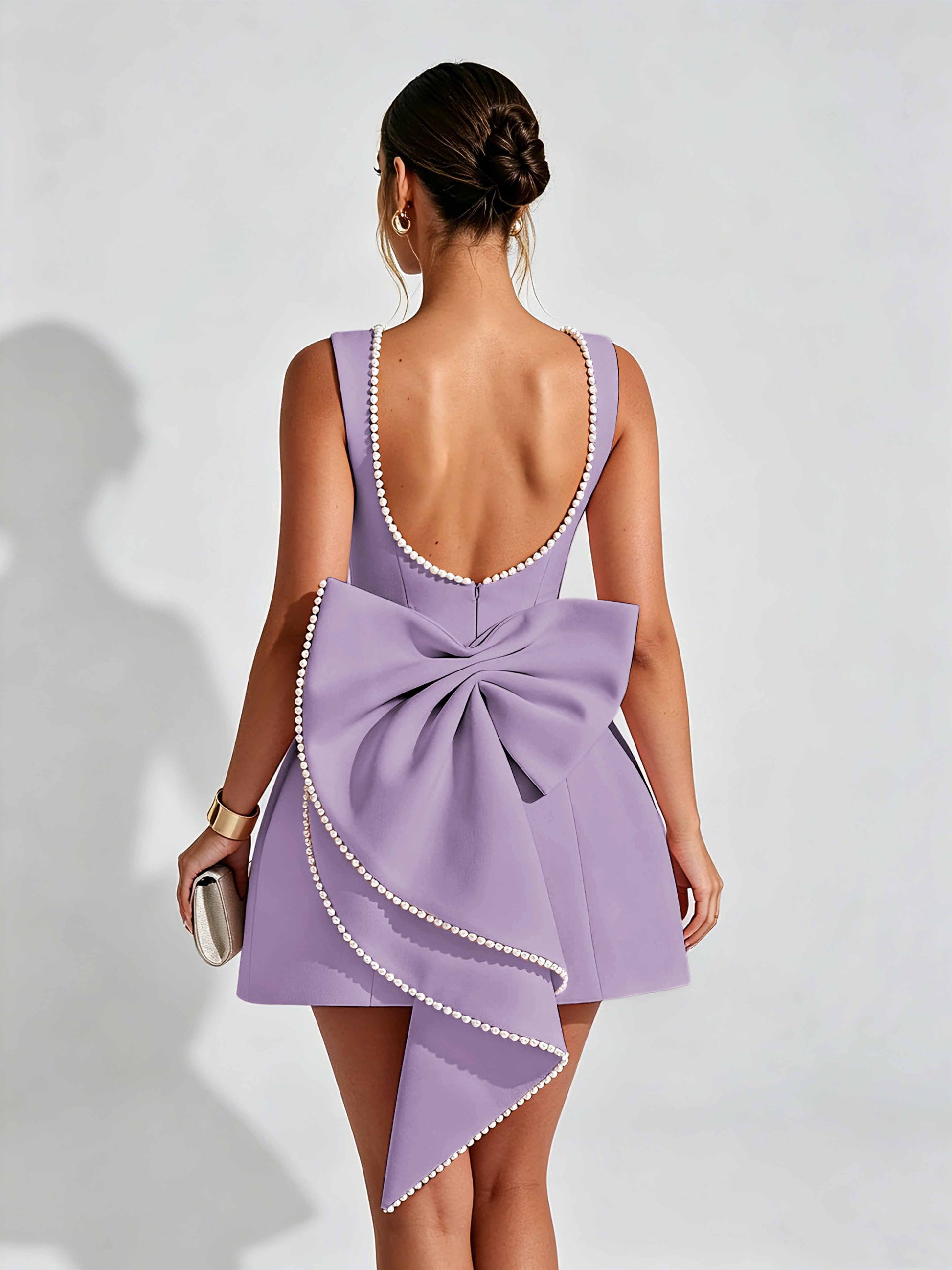 Satin Homecoming Dresses for Teens Short Prom Dress with Bow on Back