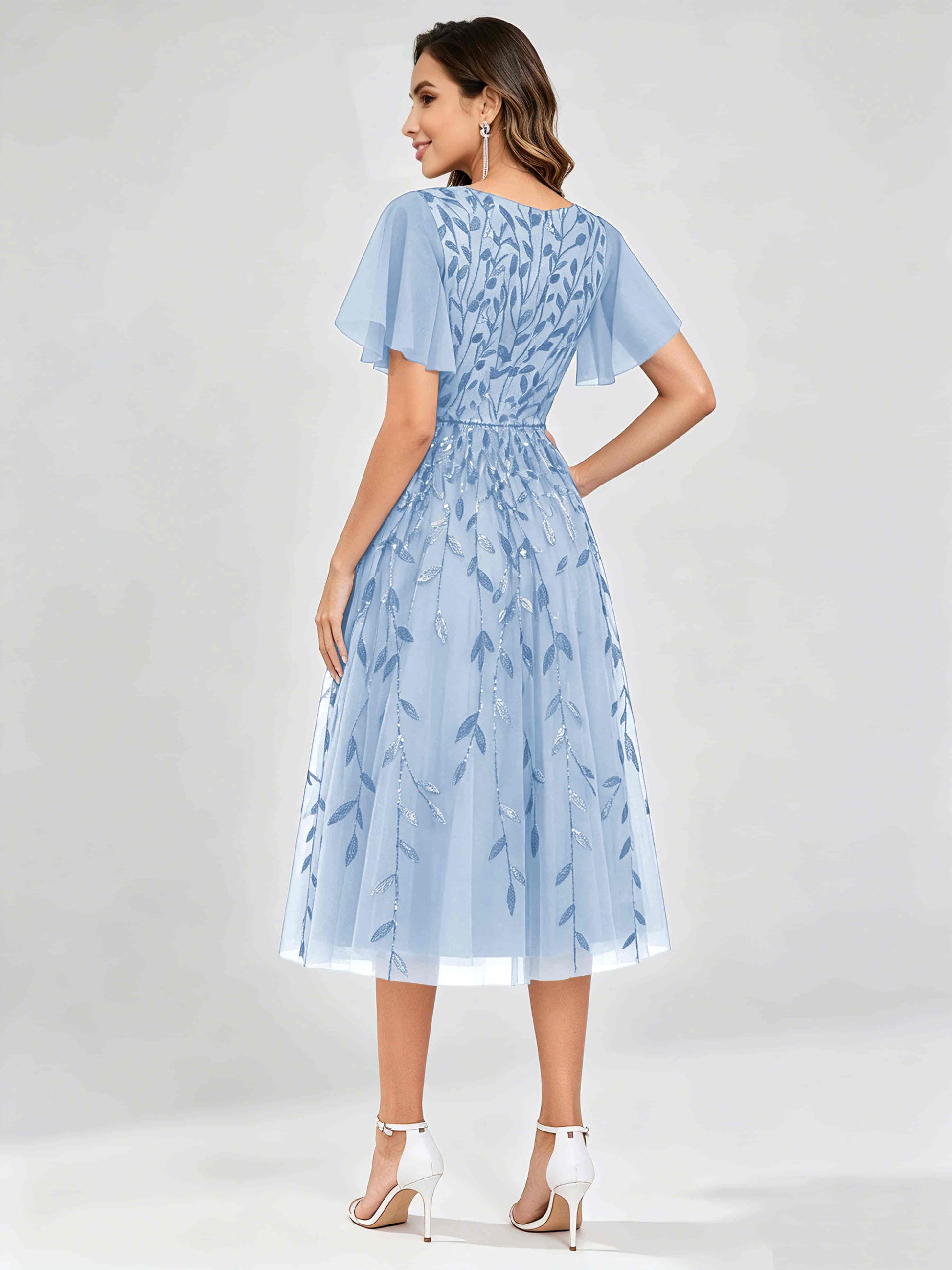Modern A-Line Leaf Sequins Mother of the Bride & Groom Dresses