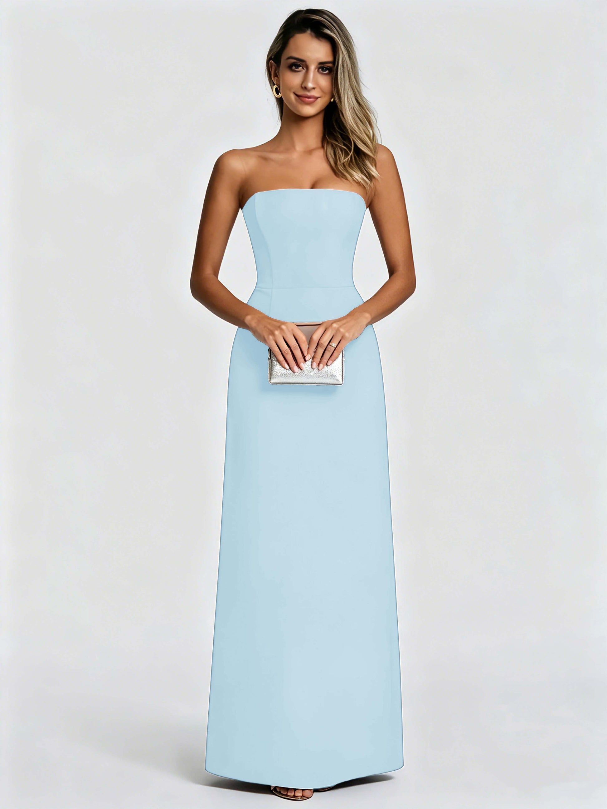 Satin Prom Dresses for Teens Strapless Formal Evening Gown