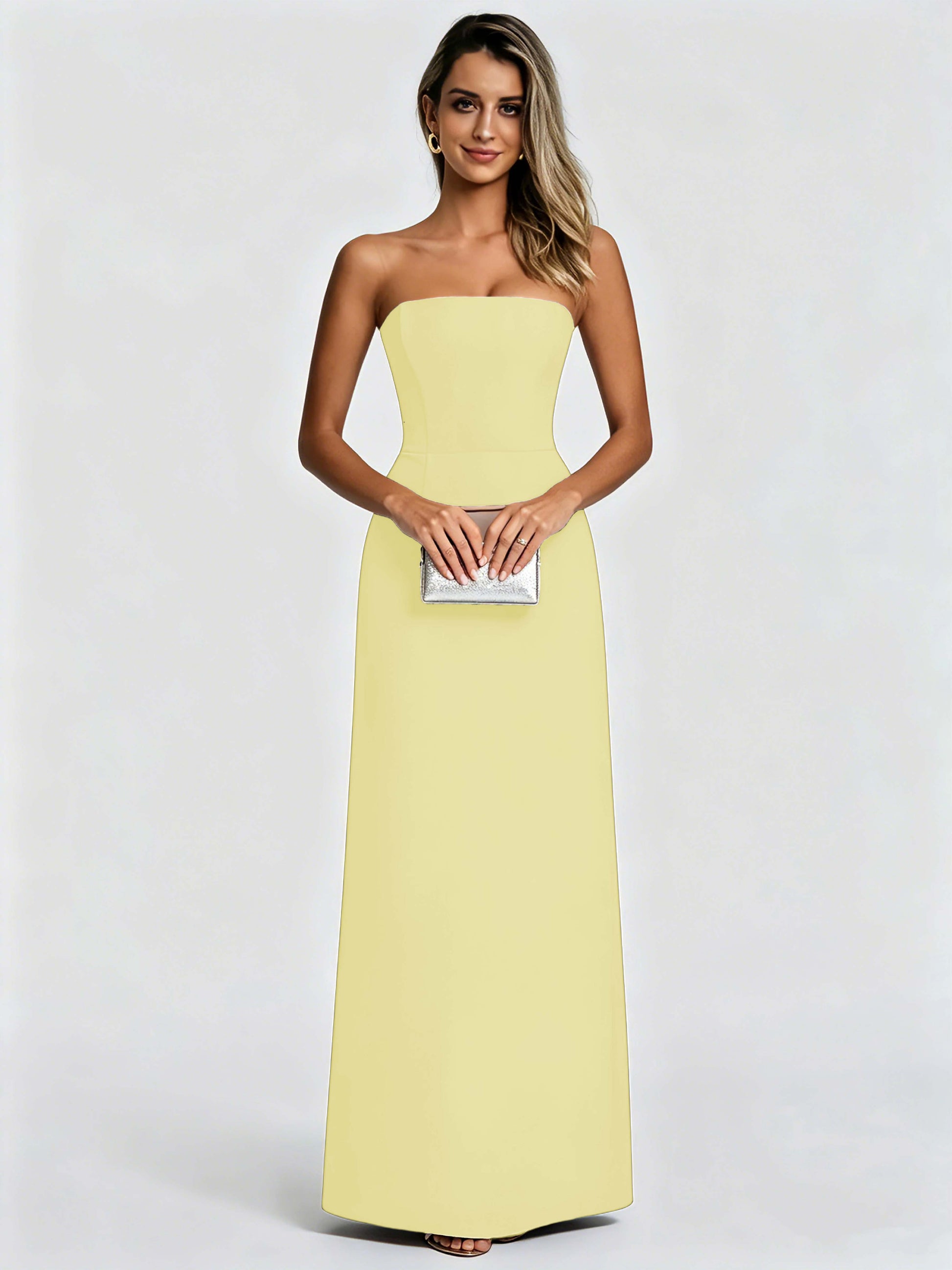 Satin Prom Dresses for Teens Strapless Formal Evening Gown